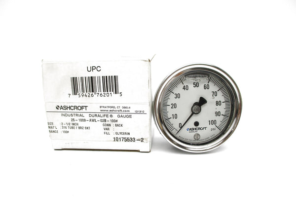 ASHCROFT 25-1009-AWL-02B-100# 0-100PSI NSMP
