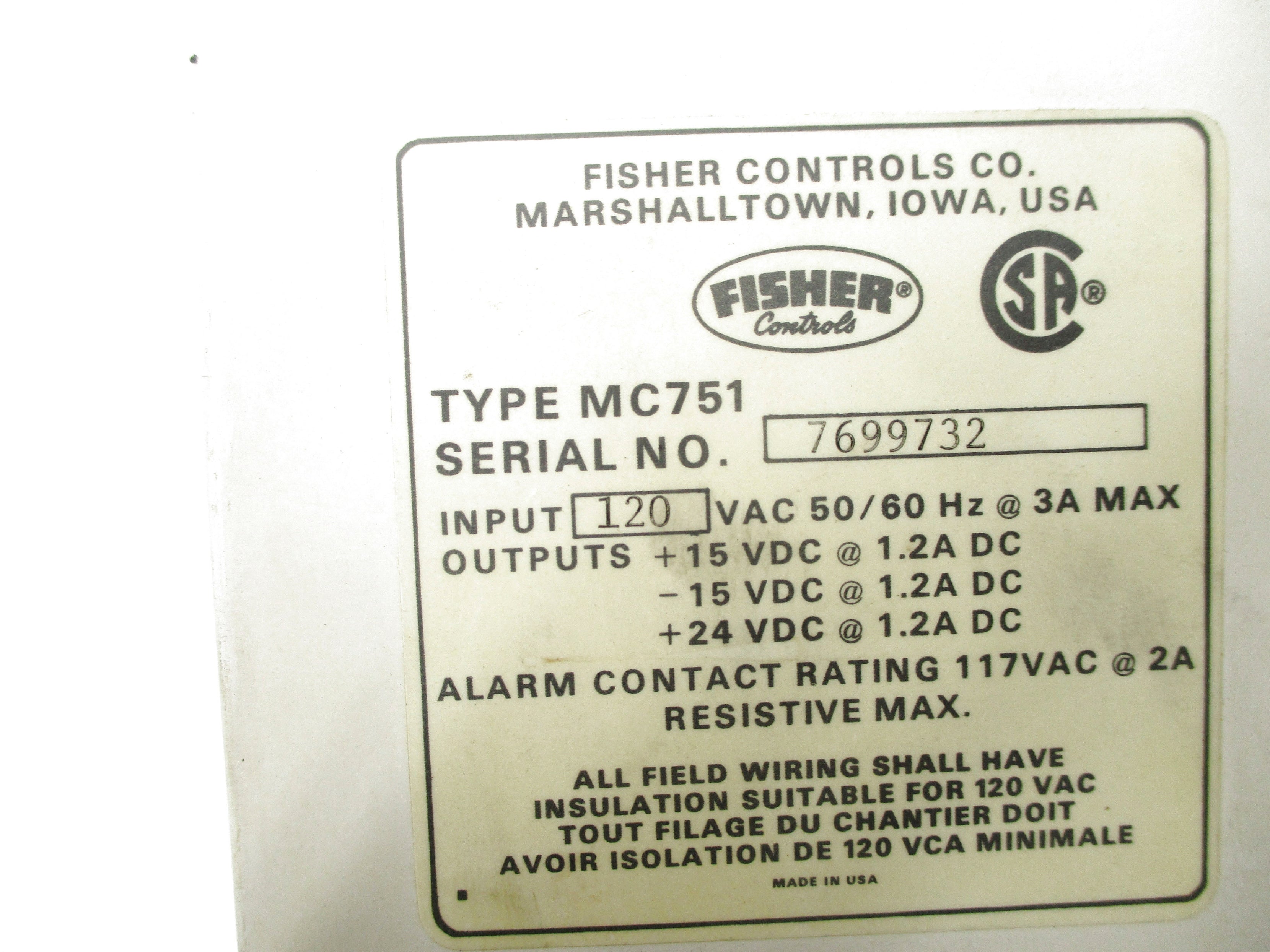 FISHER MC751 UNMP
