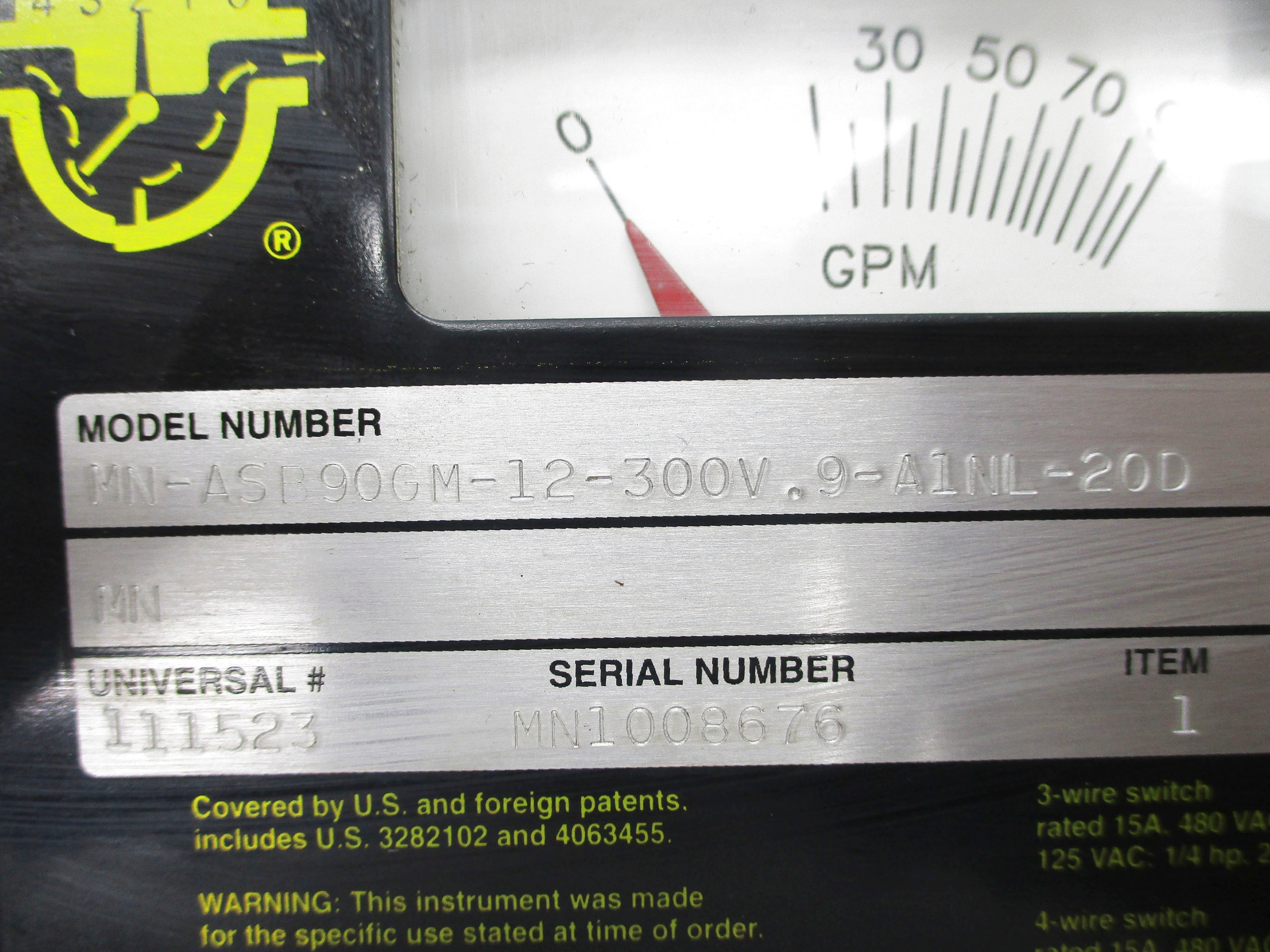 UNIVERSAL FLOW MONITORS MN-ASB90GM-12-300V.9-A1NL-20D NSNP