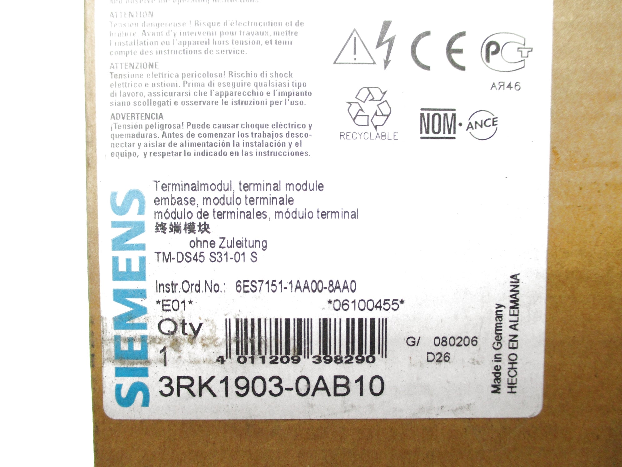 SIEMENS 3RK1903-0AB10 NSMP