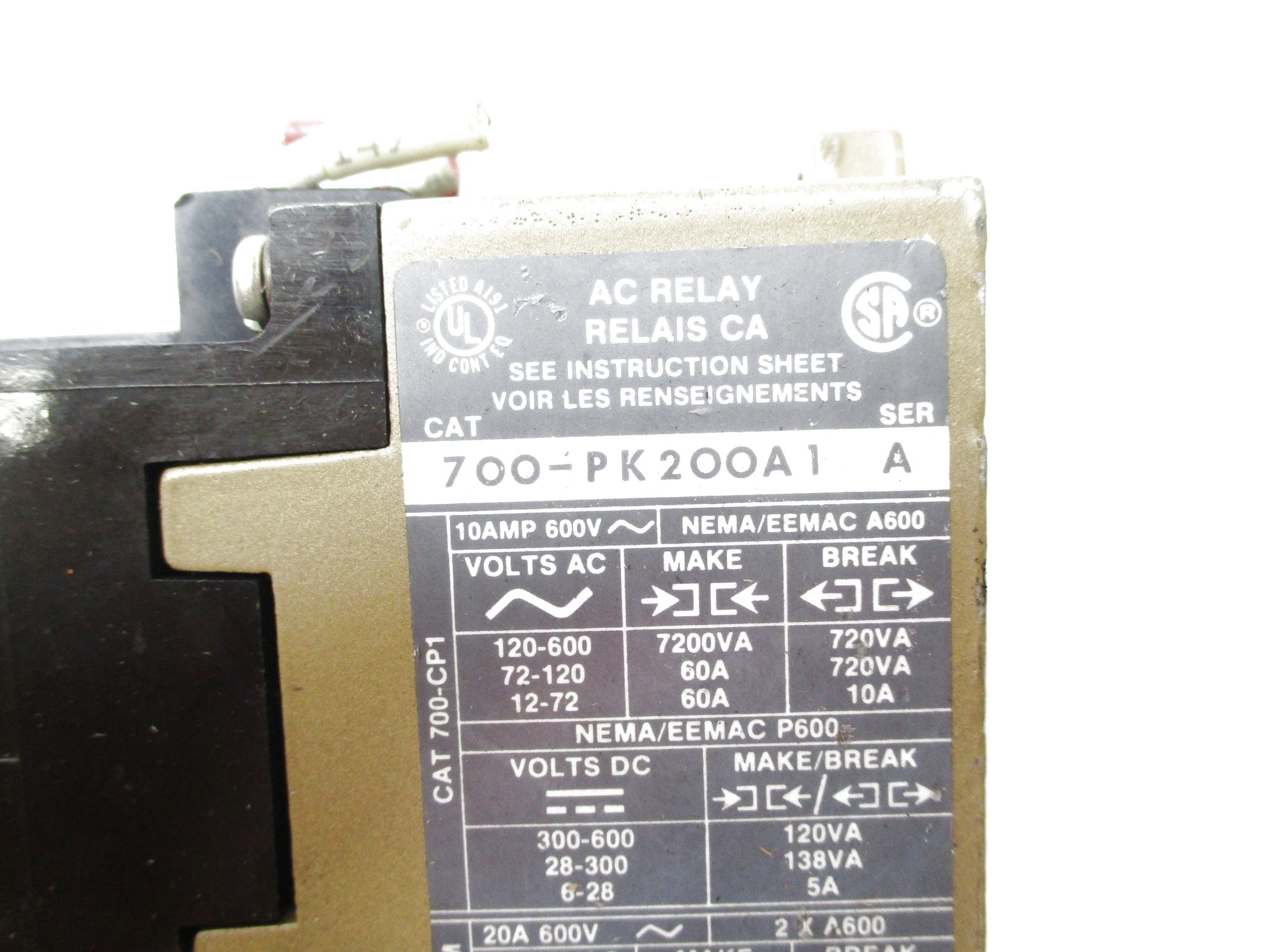 INDUSTRIAL SPARE PART 700-PK200A1 SER. A 110/120V UNMP