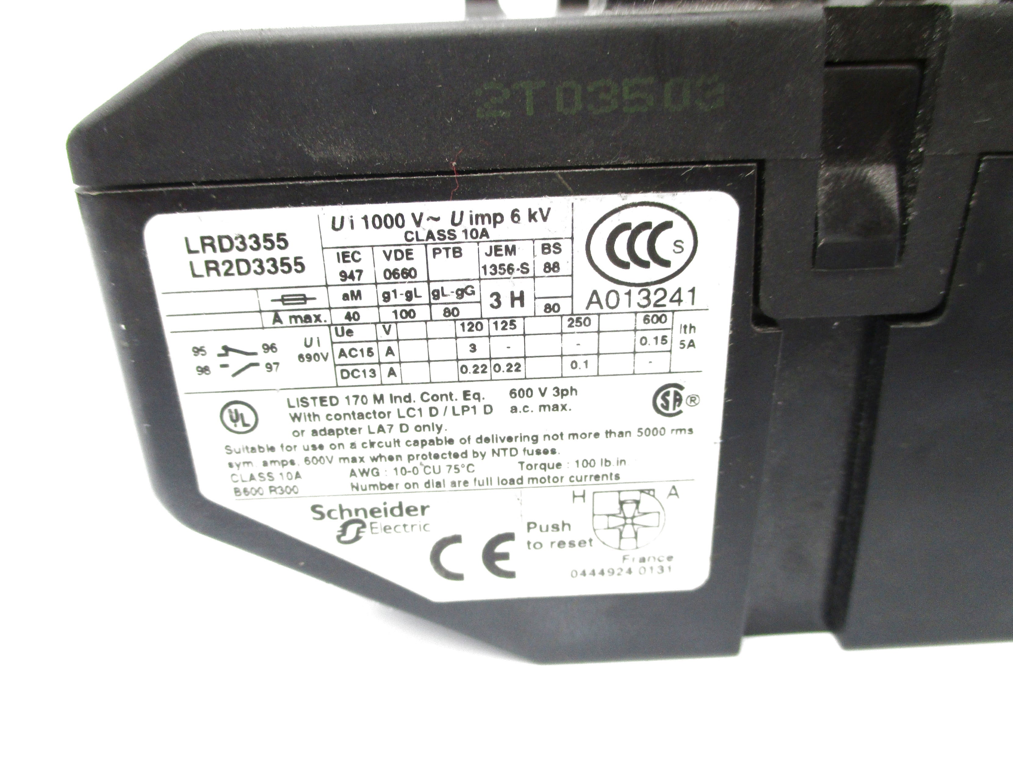 SCHNEIDER ELECTRIC LRD3355 30-40A UNMP
