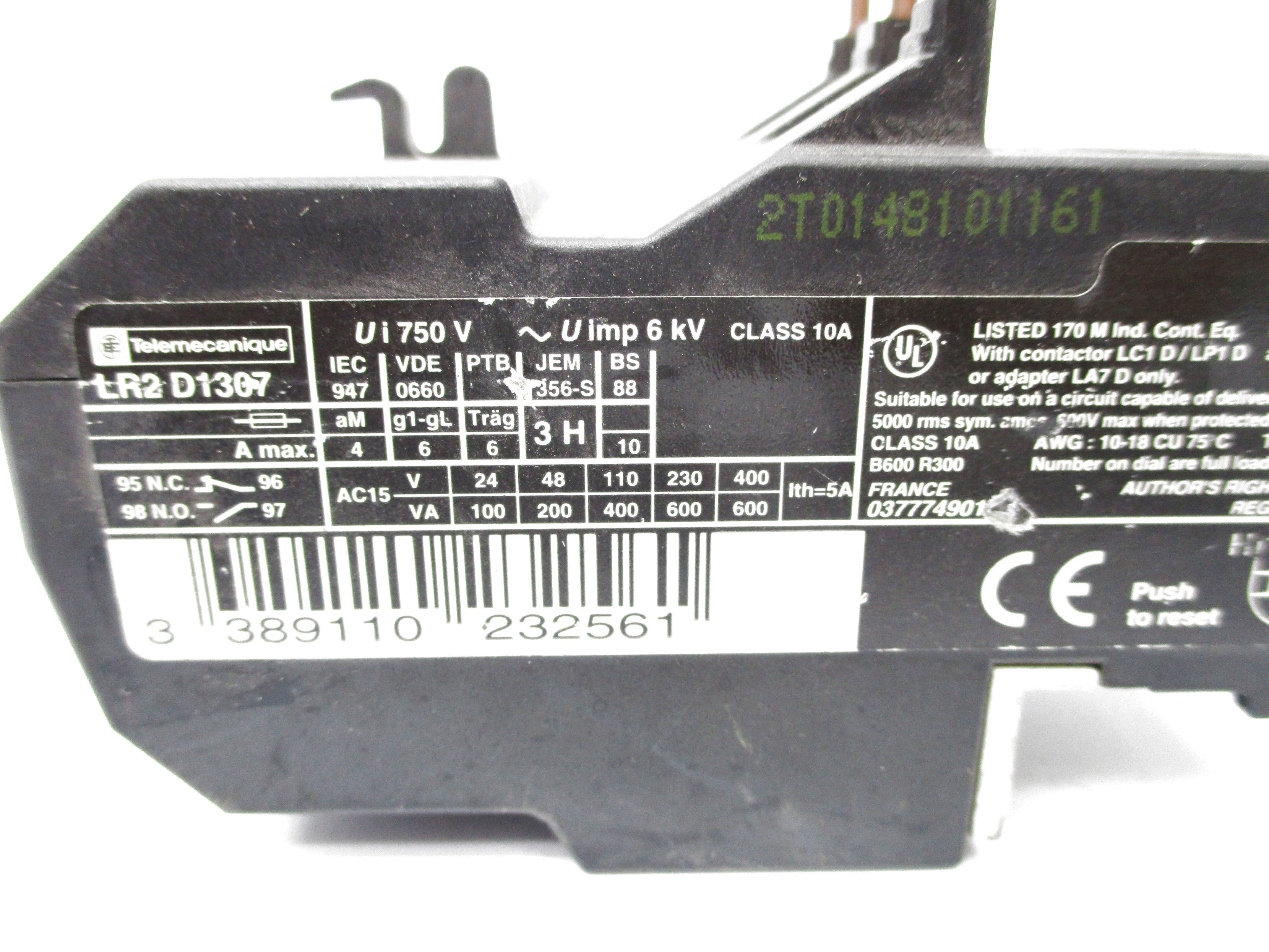 TELEMECANIQUE LR2D1307 1.6-2.5A UNMP