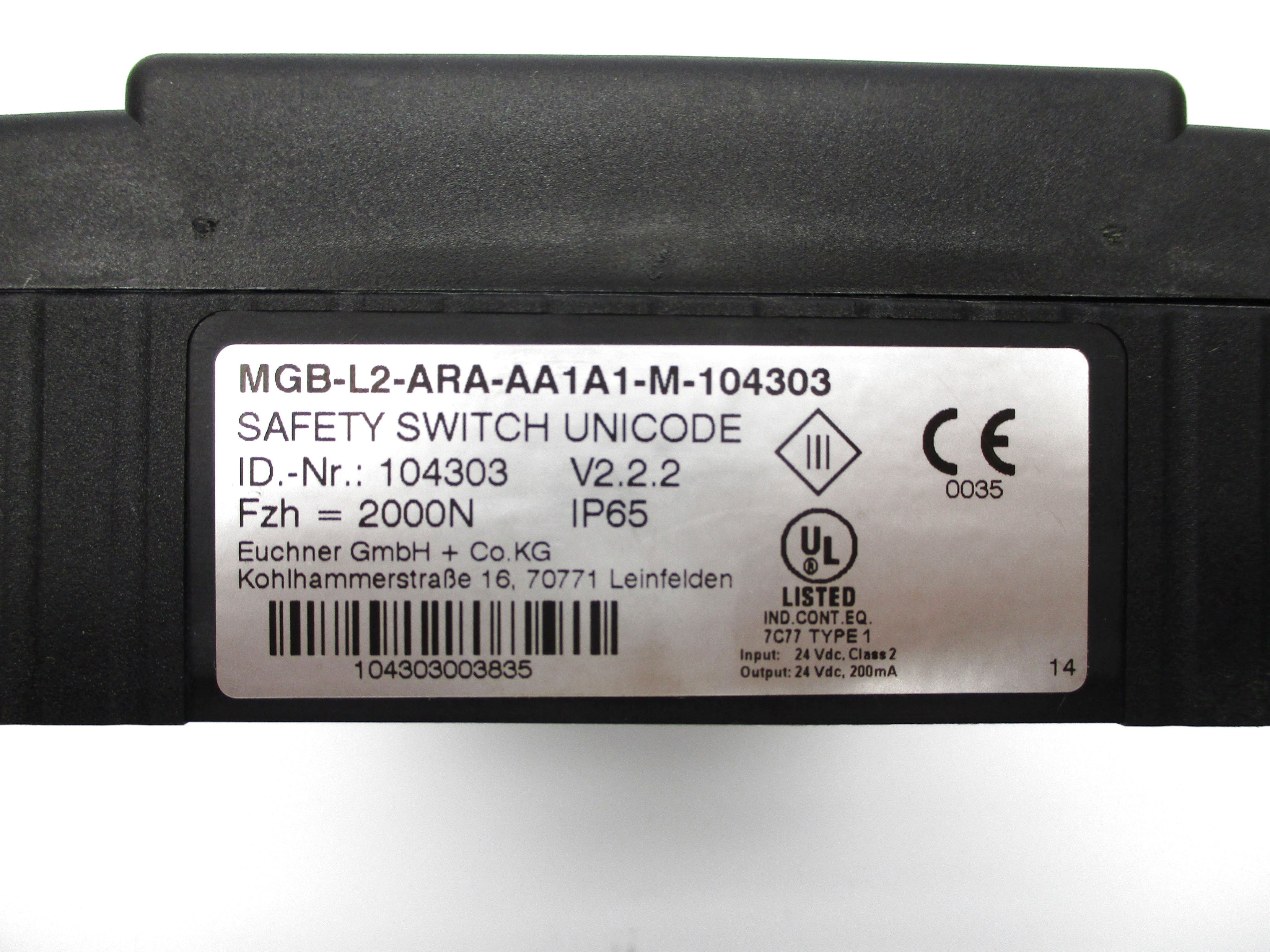 EUCHNER MGB-L2-ARA-AA1A1-M-104303 NSNP