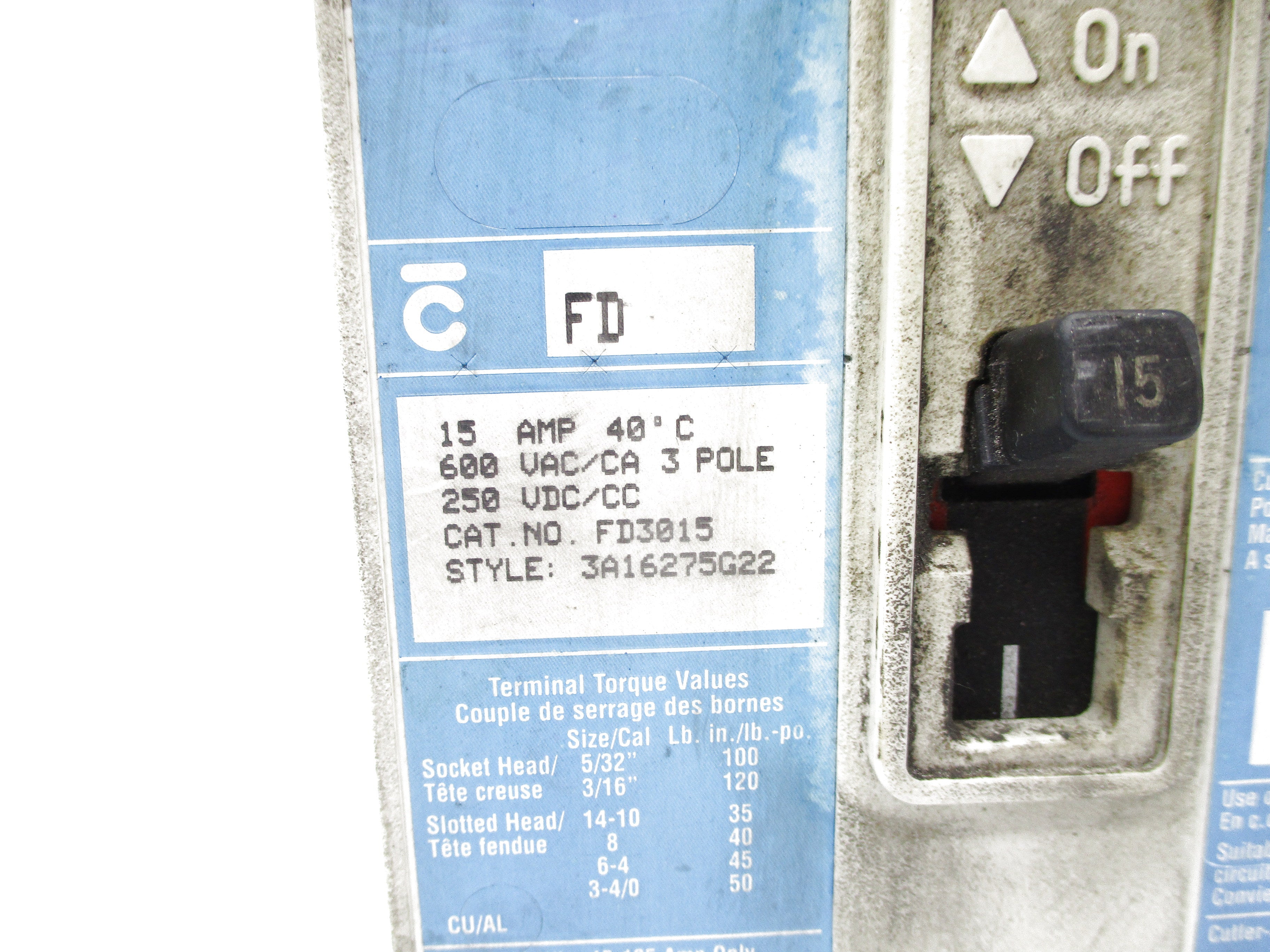 CUTLER HAMMER FD3015 15A 600VAC UNMP