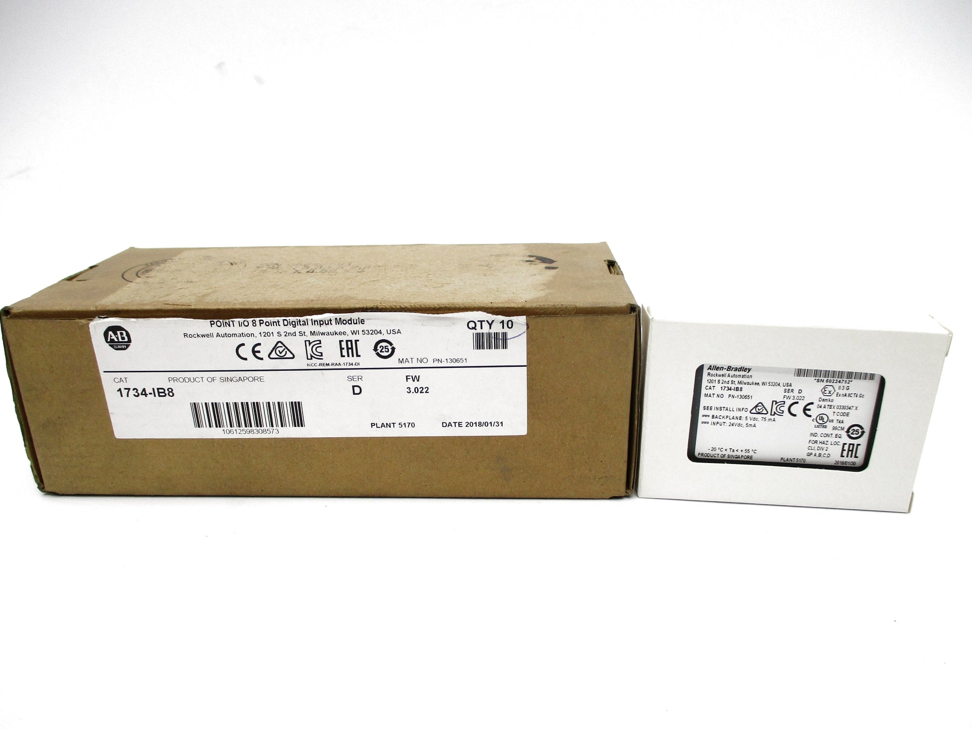 ALLEN BRADLEY 1734-IB8 SER. D F/W 3.022 (PKG OF 10) NSMP