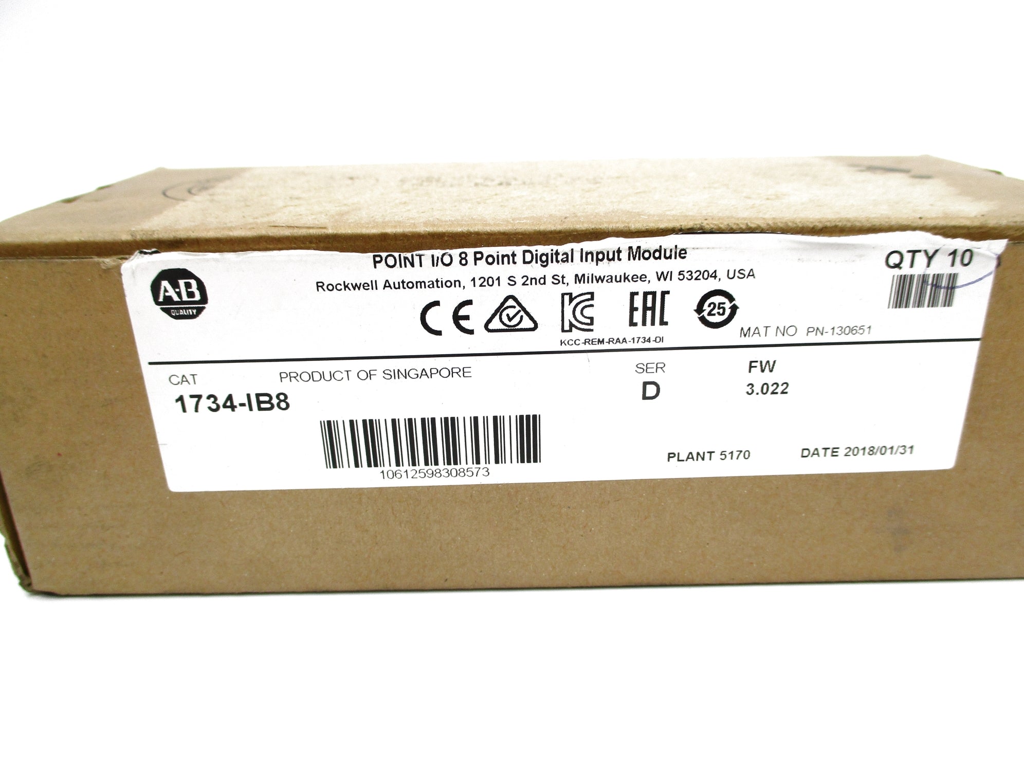 ALLEN BRADLEY 1734-IB8 SER. D F/W 3.022 (PKG OF 10) NSMP