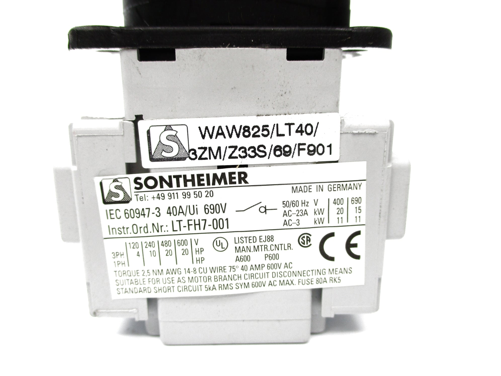 SONTHEIMER WAW825/LT40/3ZM/Z33S/69/F901 NSNP