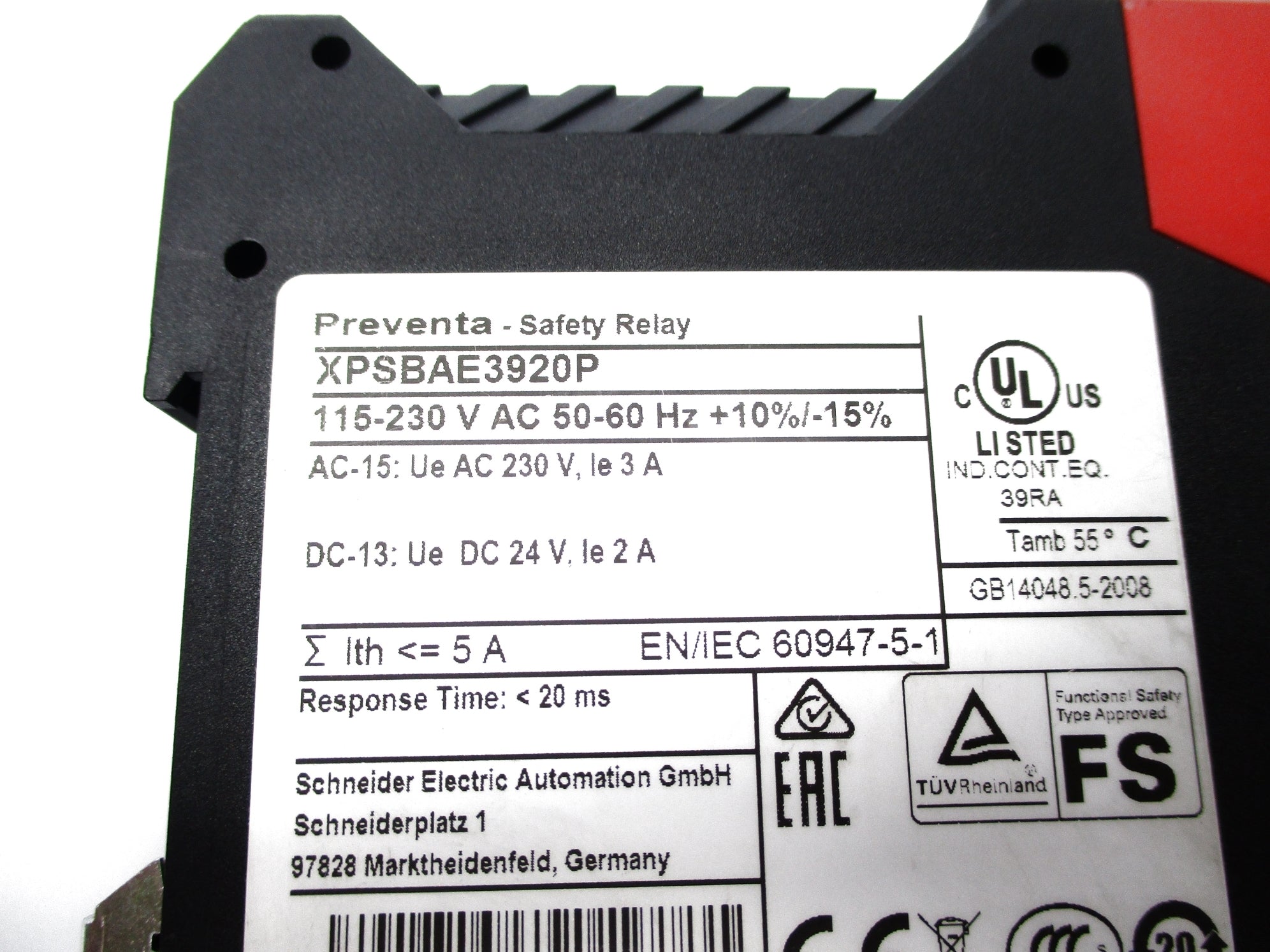 SCHNEIDER ELECTRIC XPSBAE3920P 115-230VAC NSNP