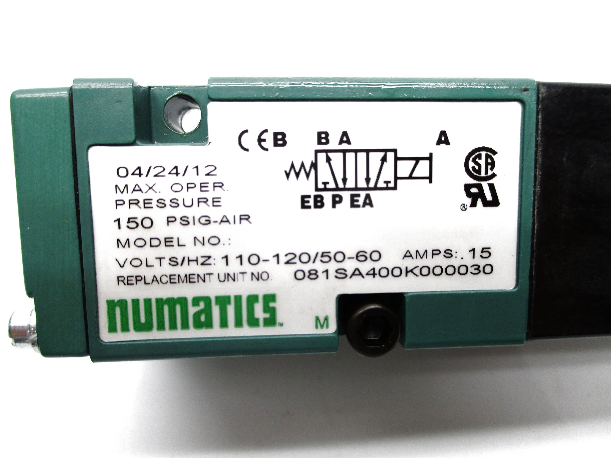 NUMATICS 081SA400K000030 110-120V 150PSIG NSNP
