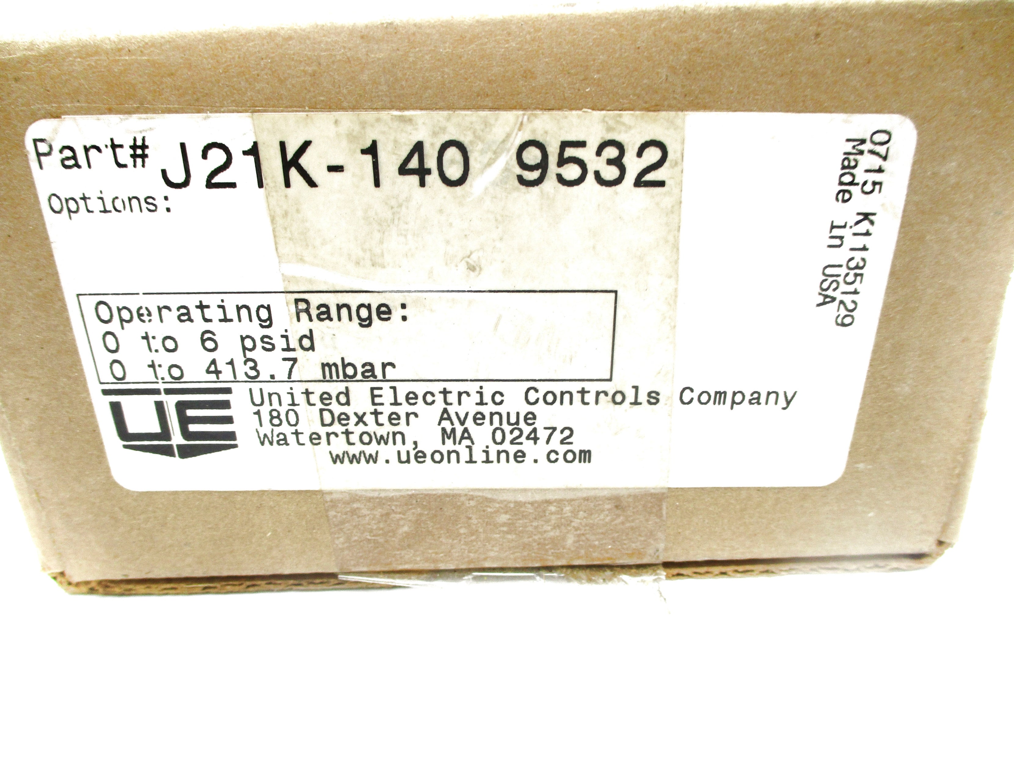 UNITED ELECTRIC CONTROLS J21K-140-9532 0-6PSID NSMP