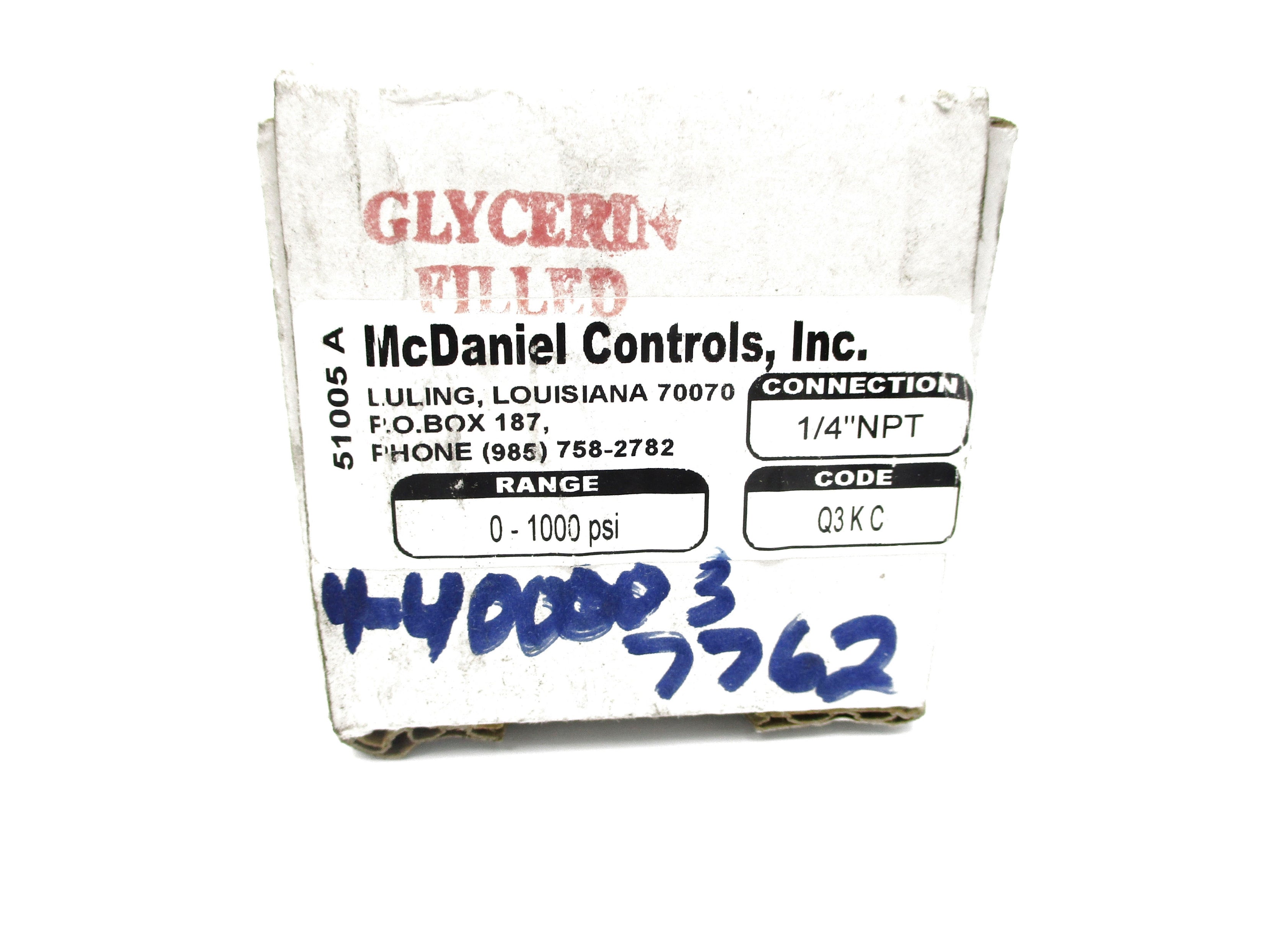 MCDANIEL CONTROLS Q3KC 0-1000PSI NSMP