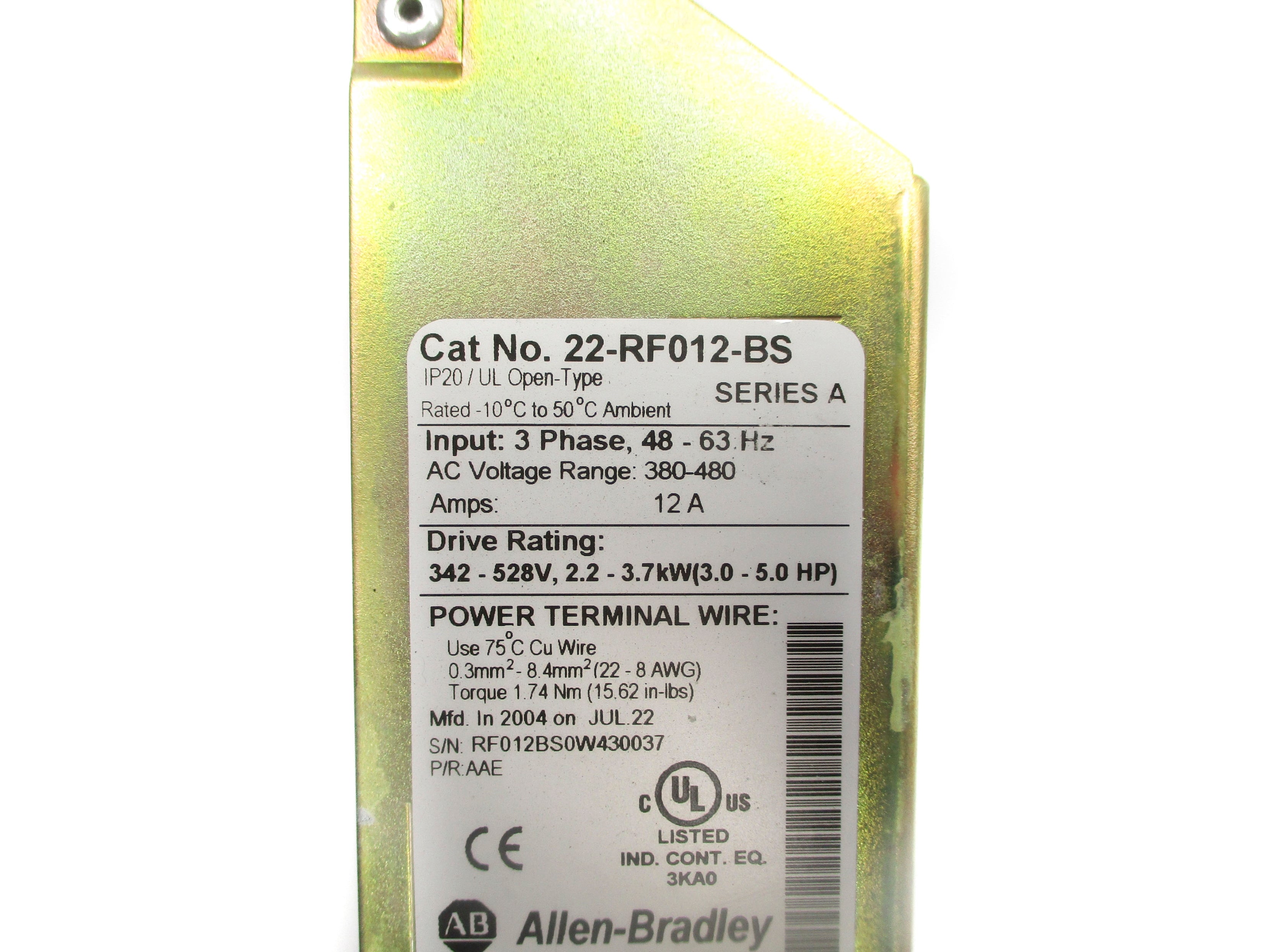ALLEN BRADLEY 22-RF012-BS SER. A UNMP