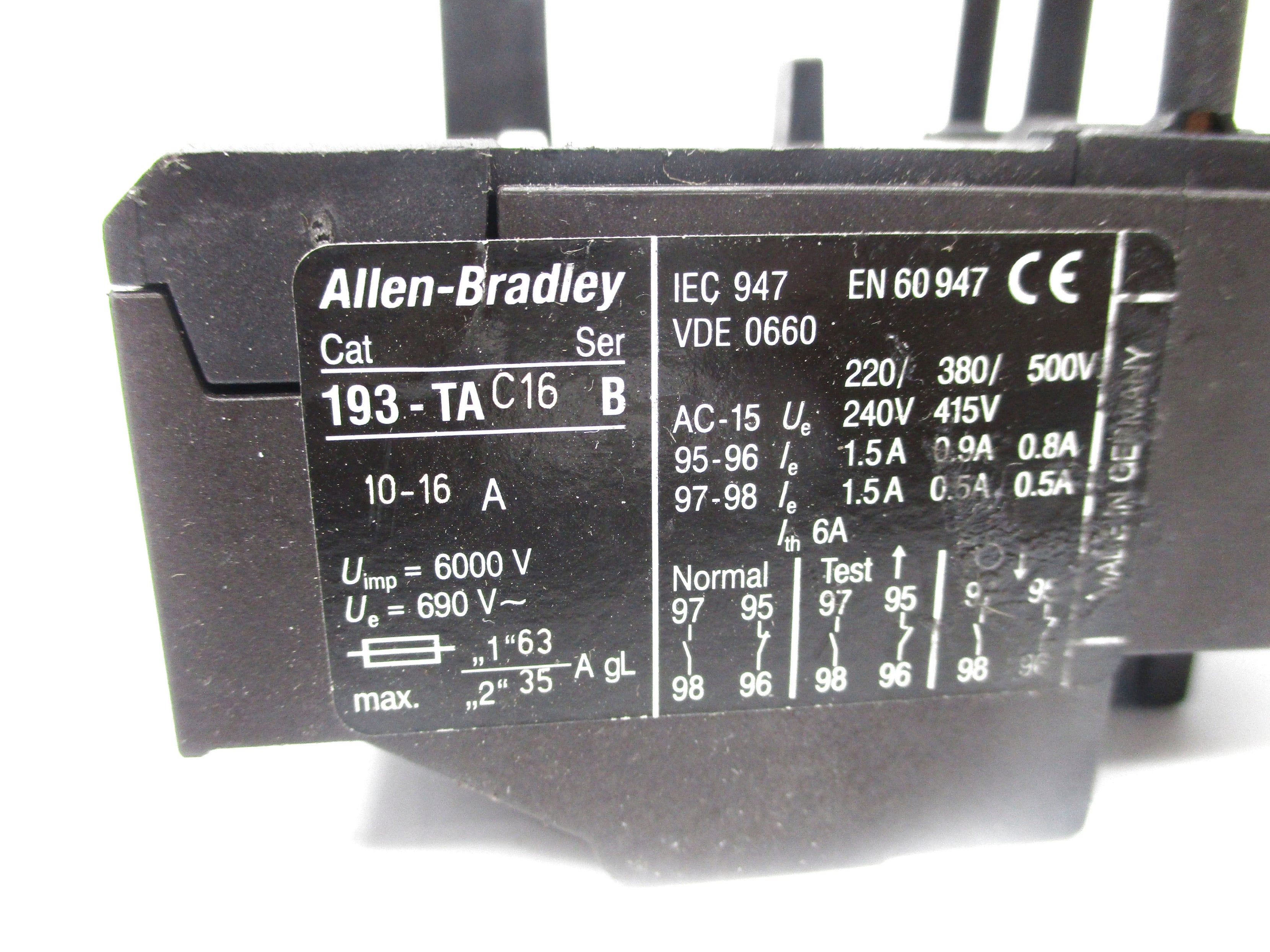 ALLEN BRADLEY 193-TAC16 SER. B 10-16A UNMP