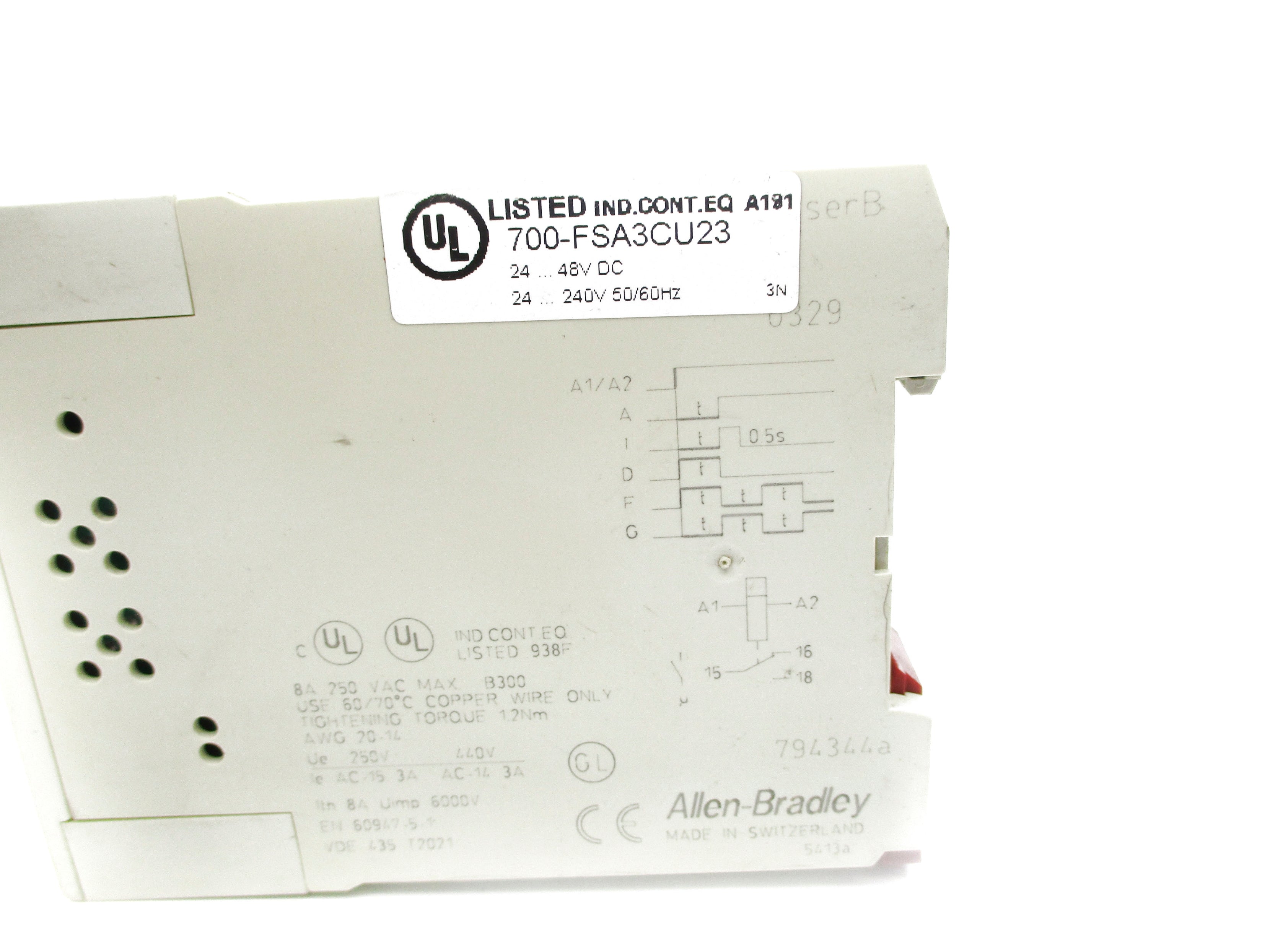 ALLEN BRADLEY 700-FSA3CU23 SER. B 24/240V UNMP