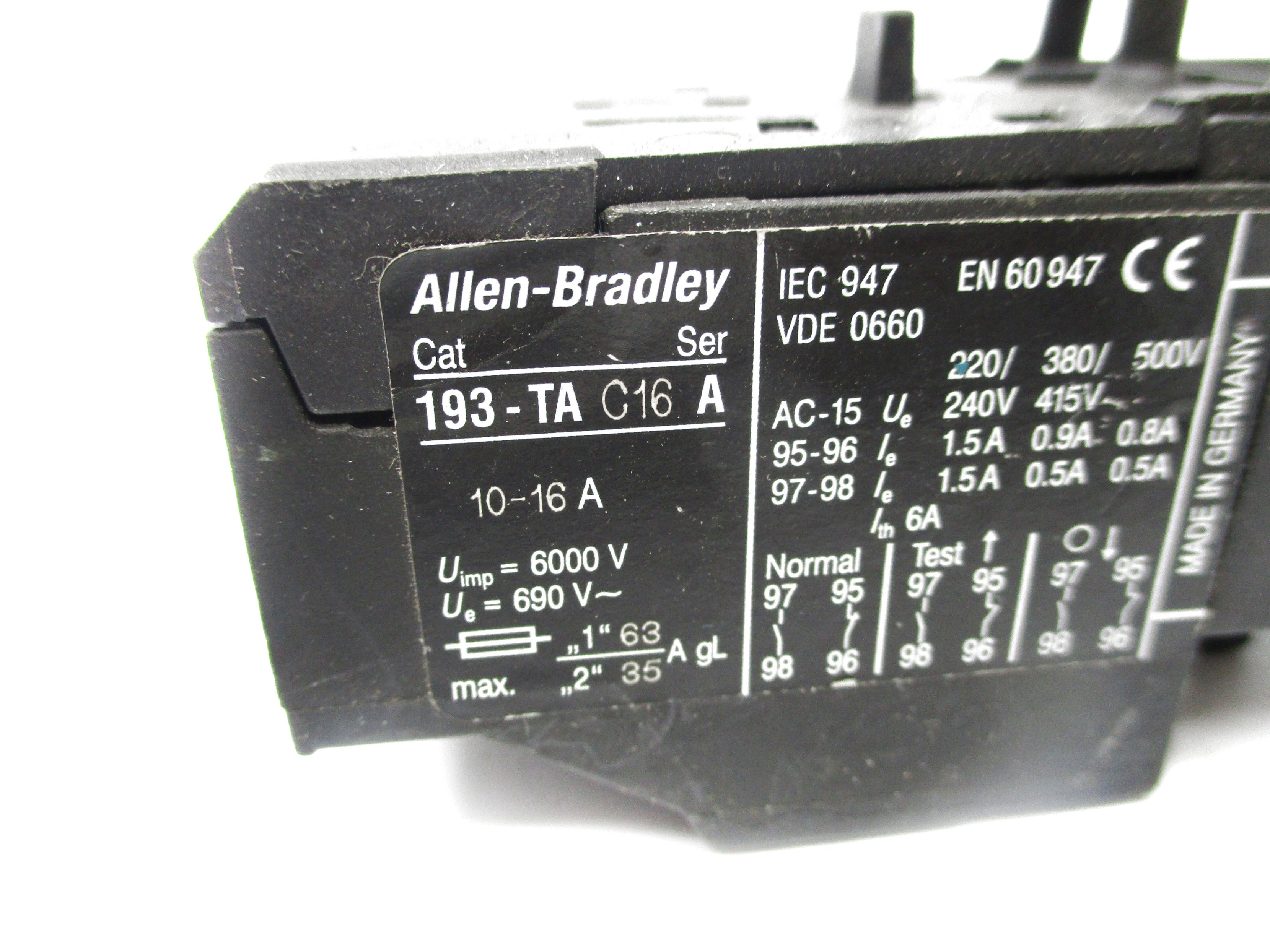 INDUSTRIAL SPARE PART 193-TAC16 SER. A 10-16A UNMP