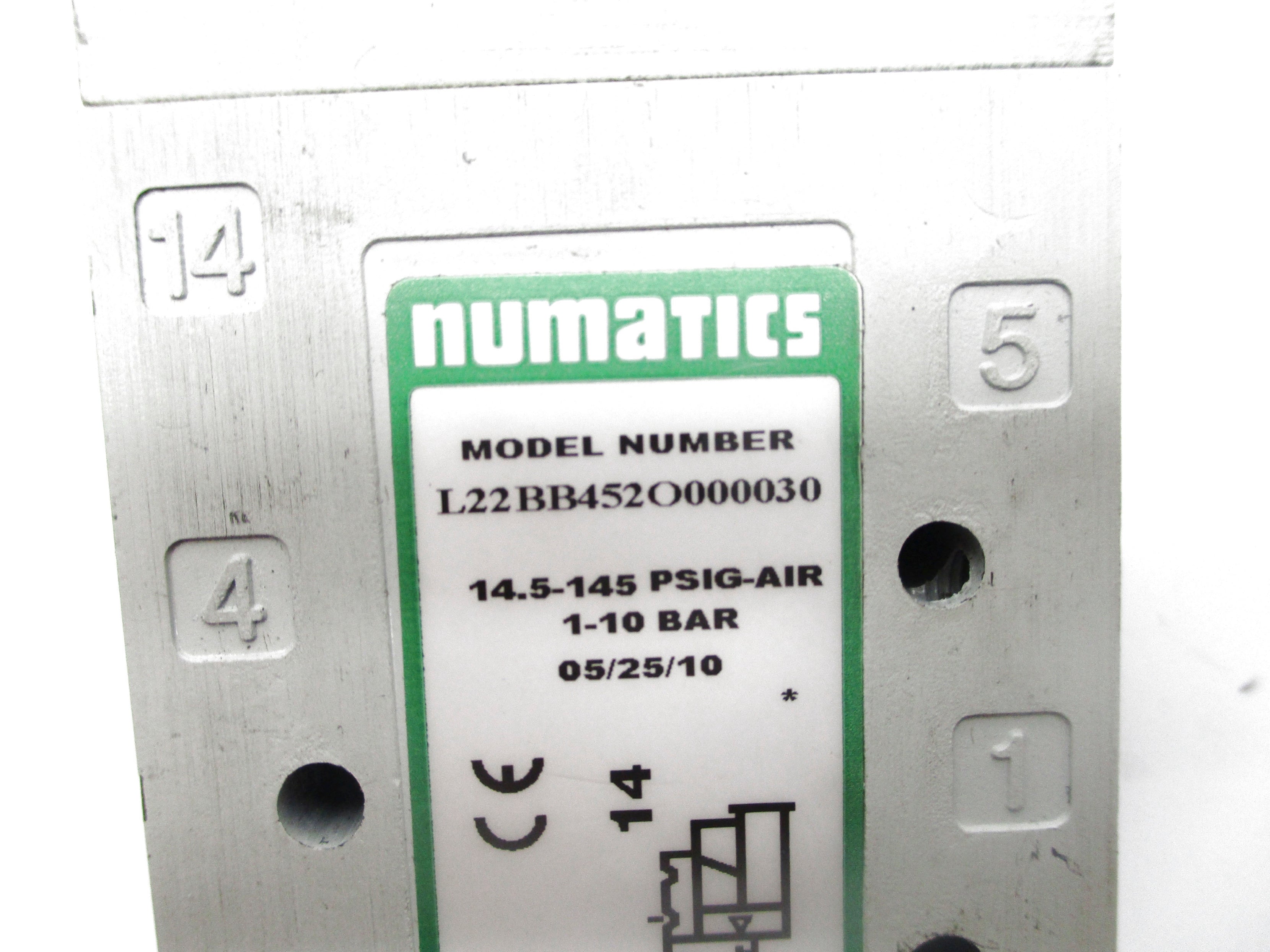 NUMATICS L22BB452O000030 100-115V/110-120V .07A 14.5-145PSI UNMP