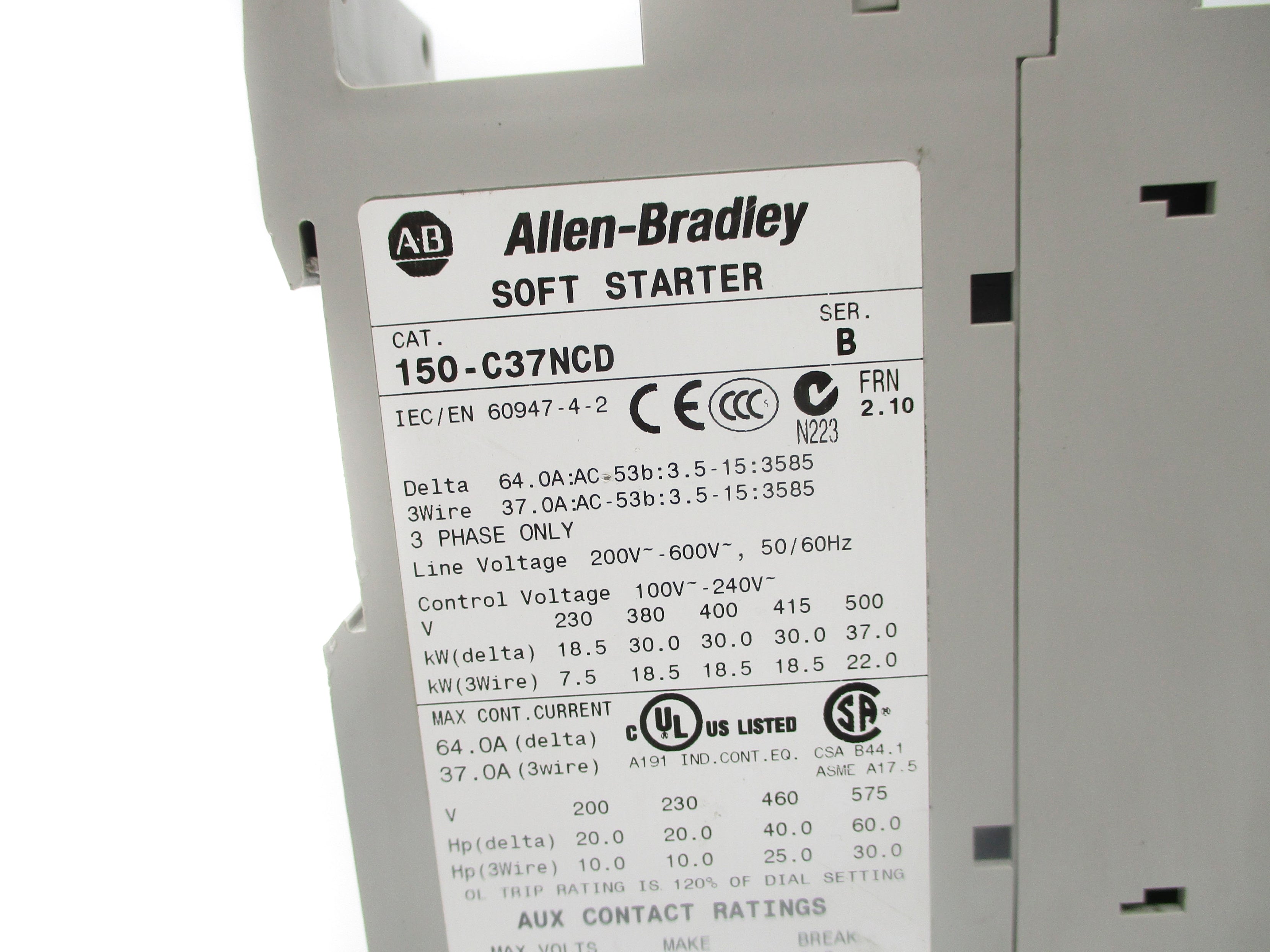 ALLEN BRADLEY 150-C37NCD SER. B F/W 2.10 UNMP