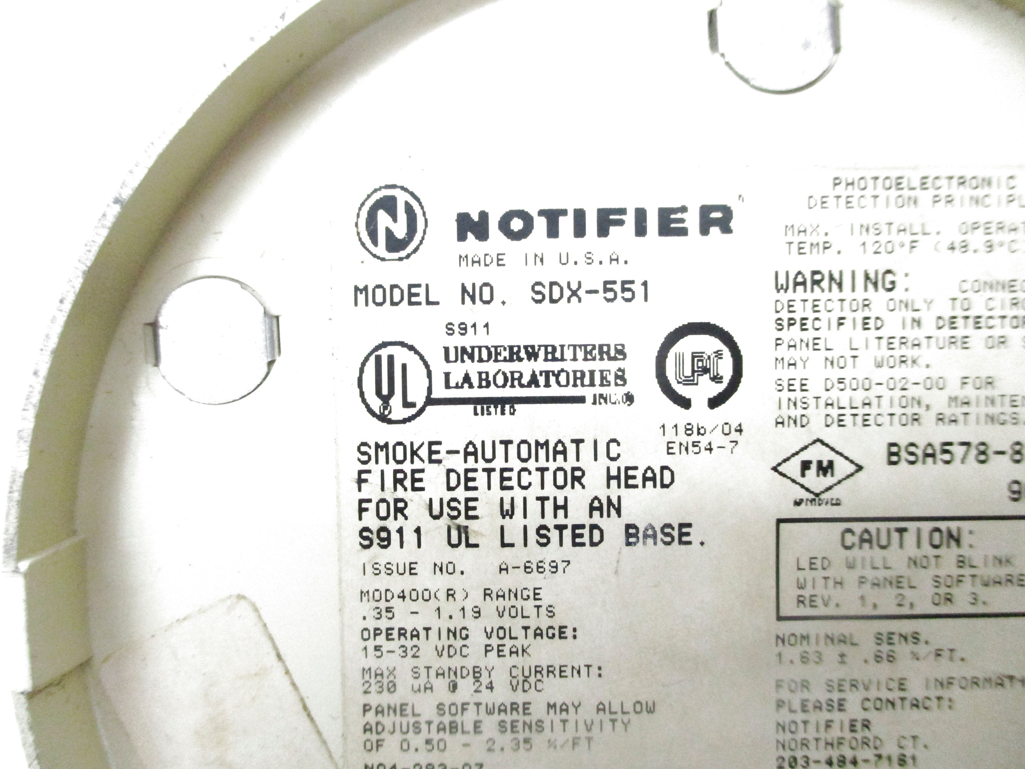 NOTIFER SDX-551 NSNP