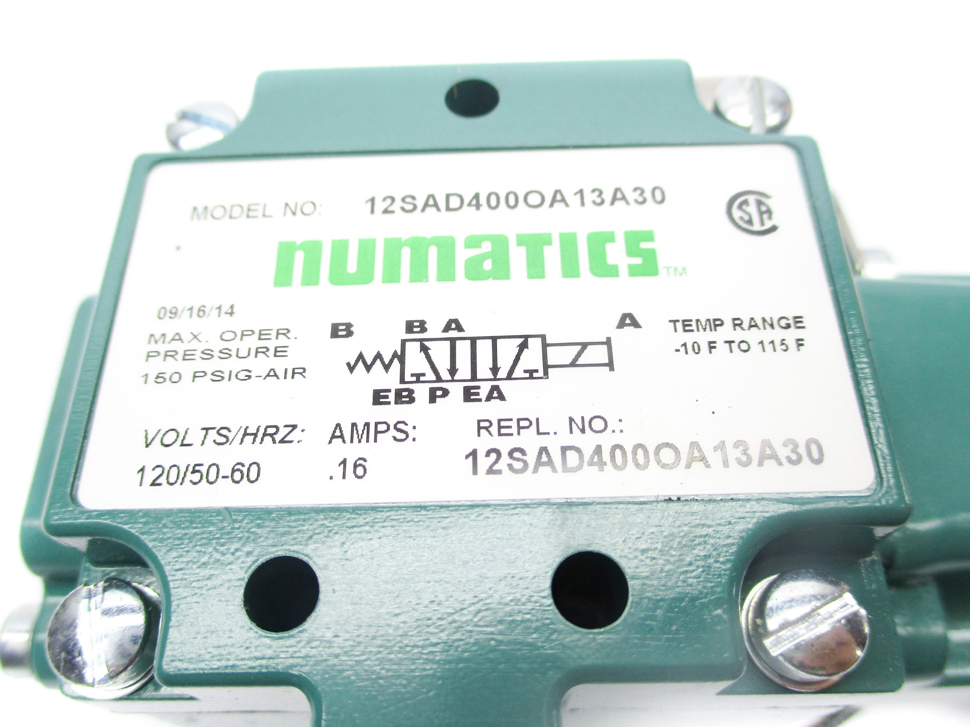 NUMATICS 12SAD400OA13A30 120V 150PSIG NSNP