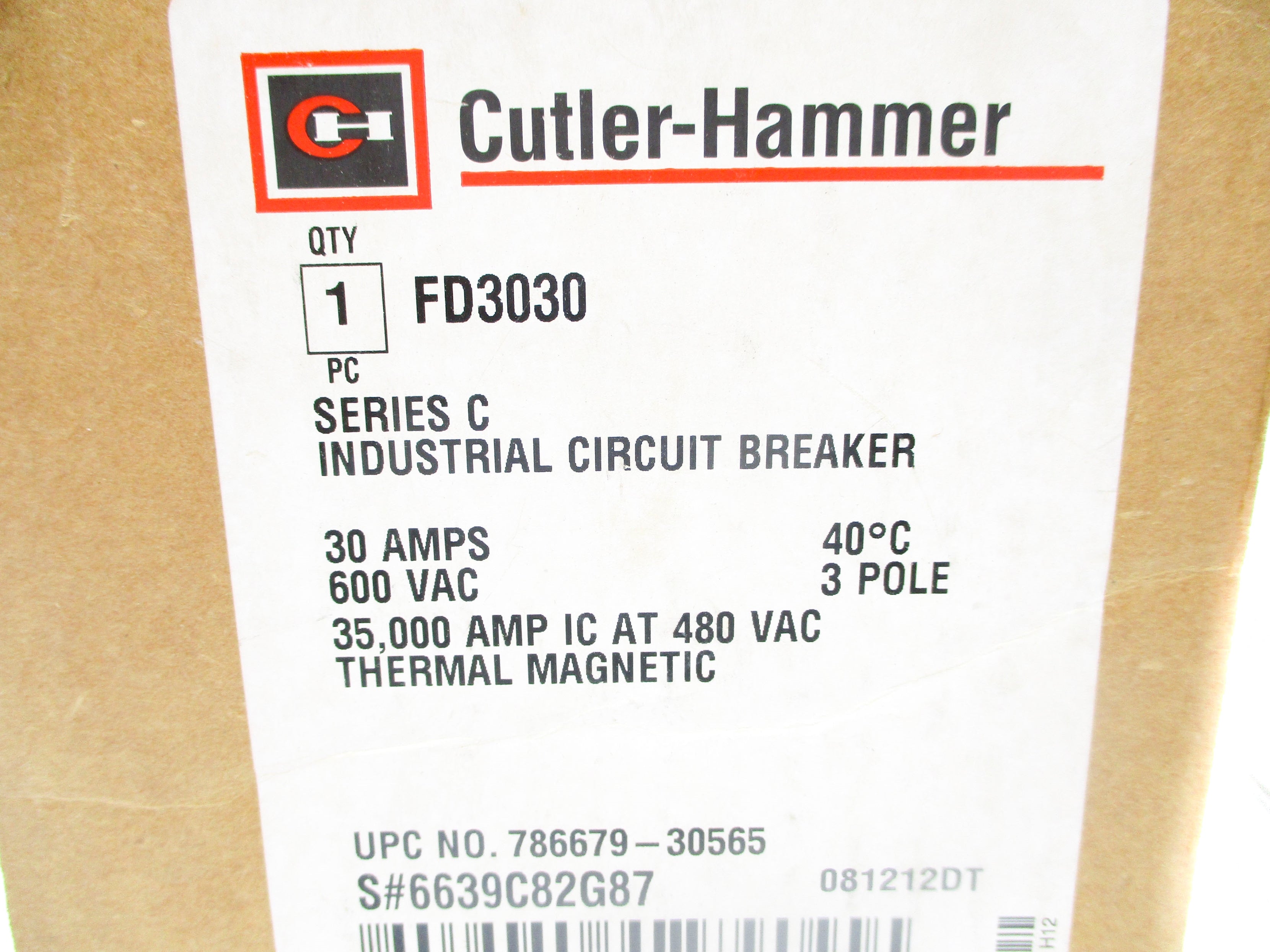CUTLER HAMMER FD3030 SER. C 30A 600VAC NSMP