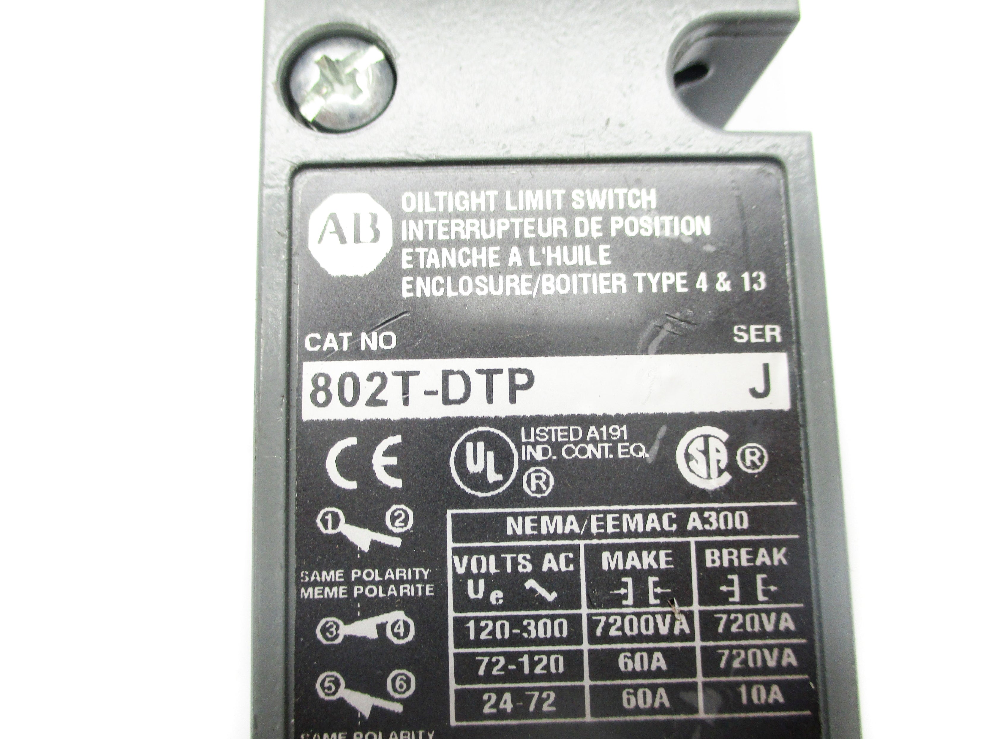 ALLEN BRADLEY 802T-DTP SER. J 120-300VAC 60A  NSNP