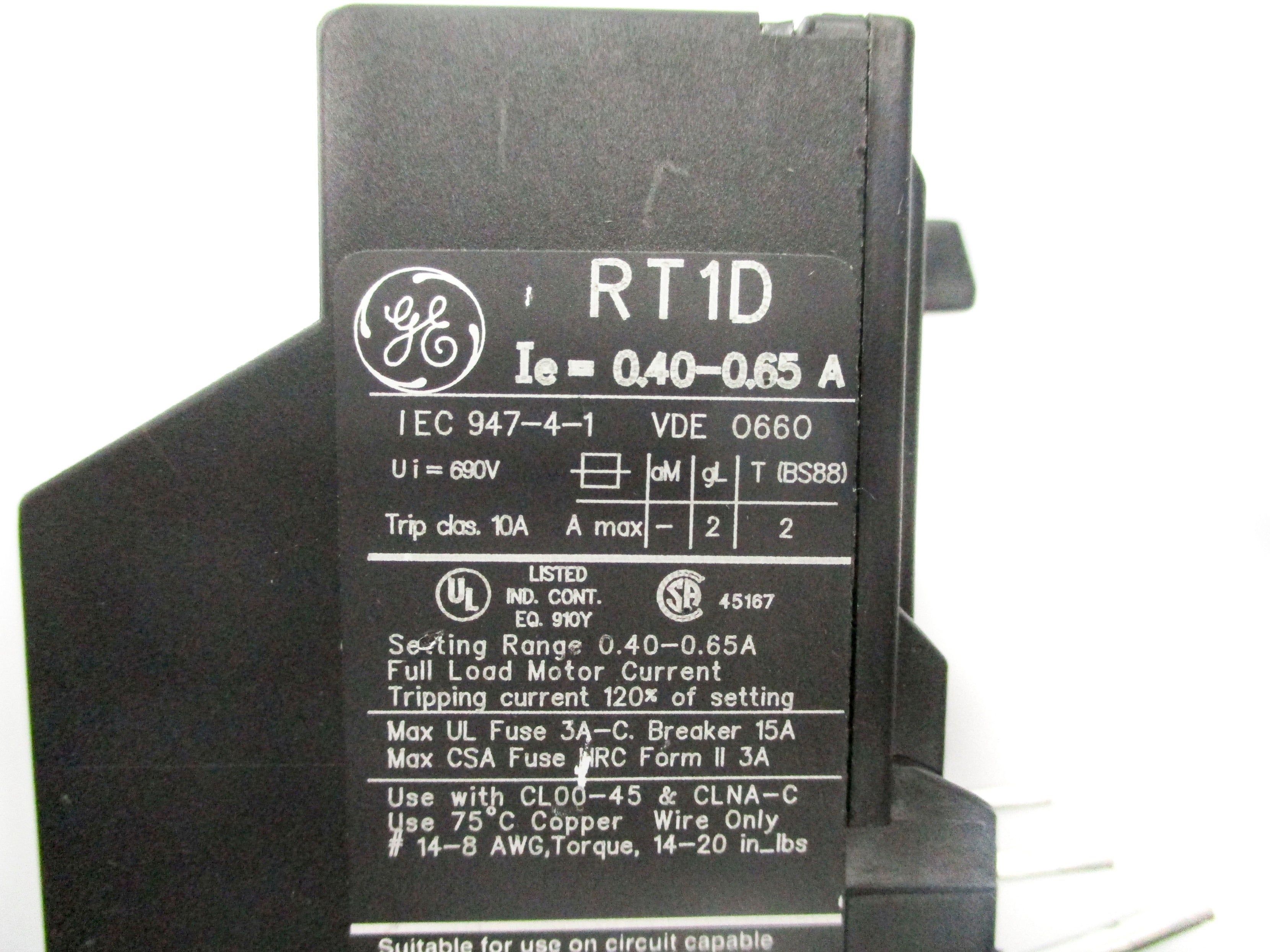 GENERAL ELECTRIC RT1D 0.40-0.65A NSNP