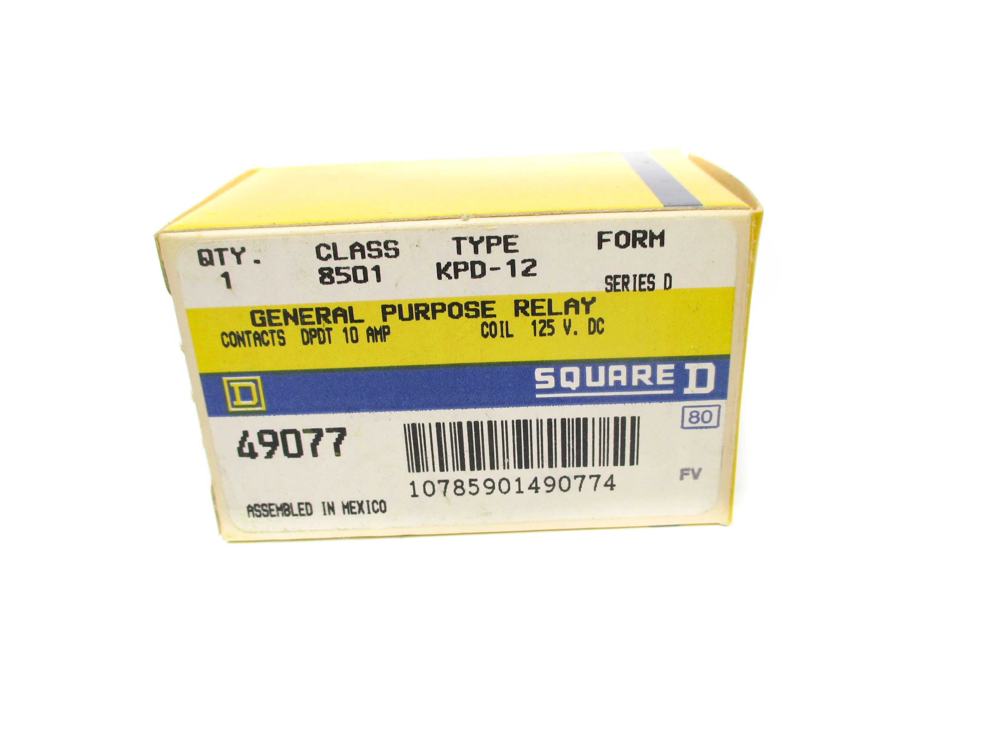 SQUARE D 8501KPD12 SER. D 10A 125VDC NSMP