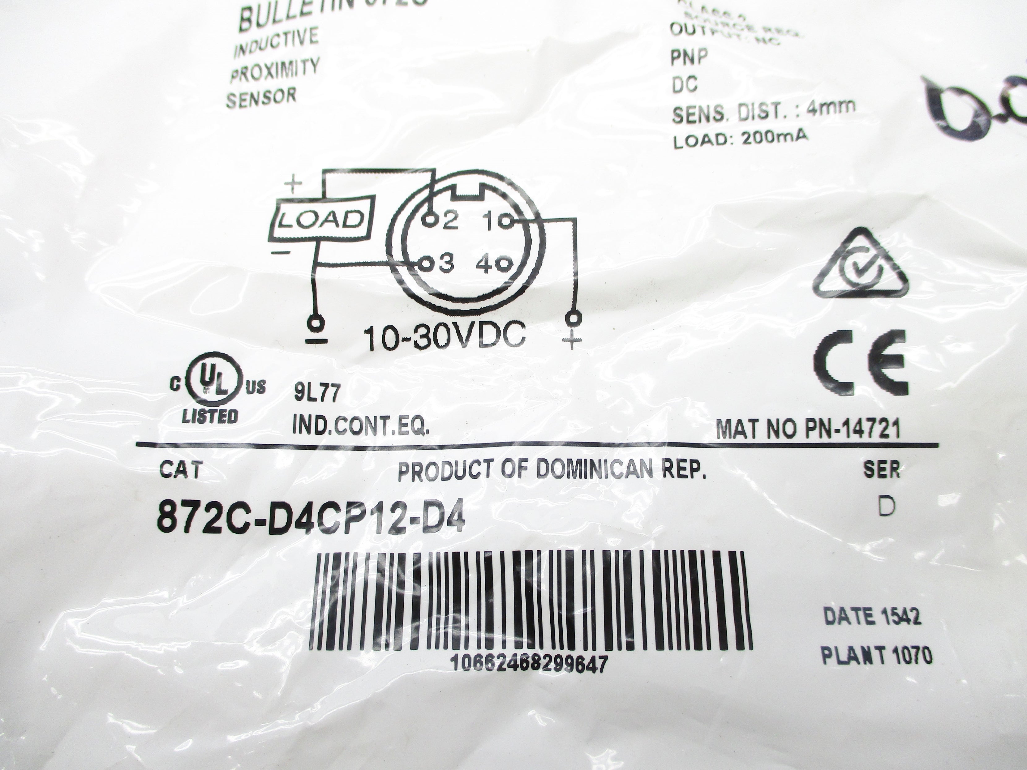 ALLEN BRADLEY 872C-D4CP12-D4 SER. D 10-30VDC NSMP