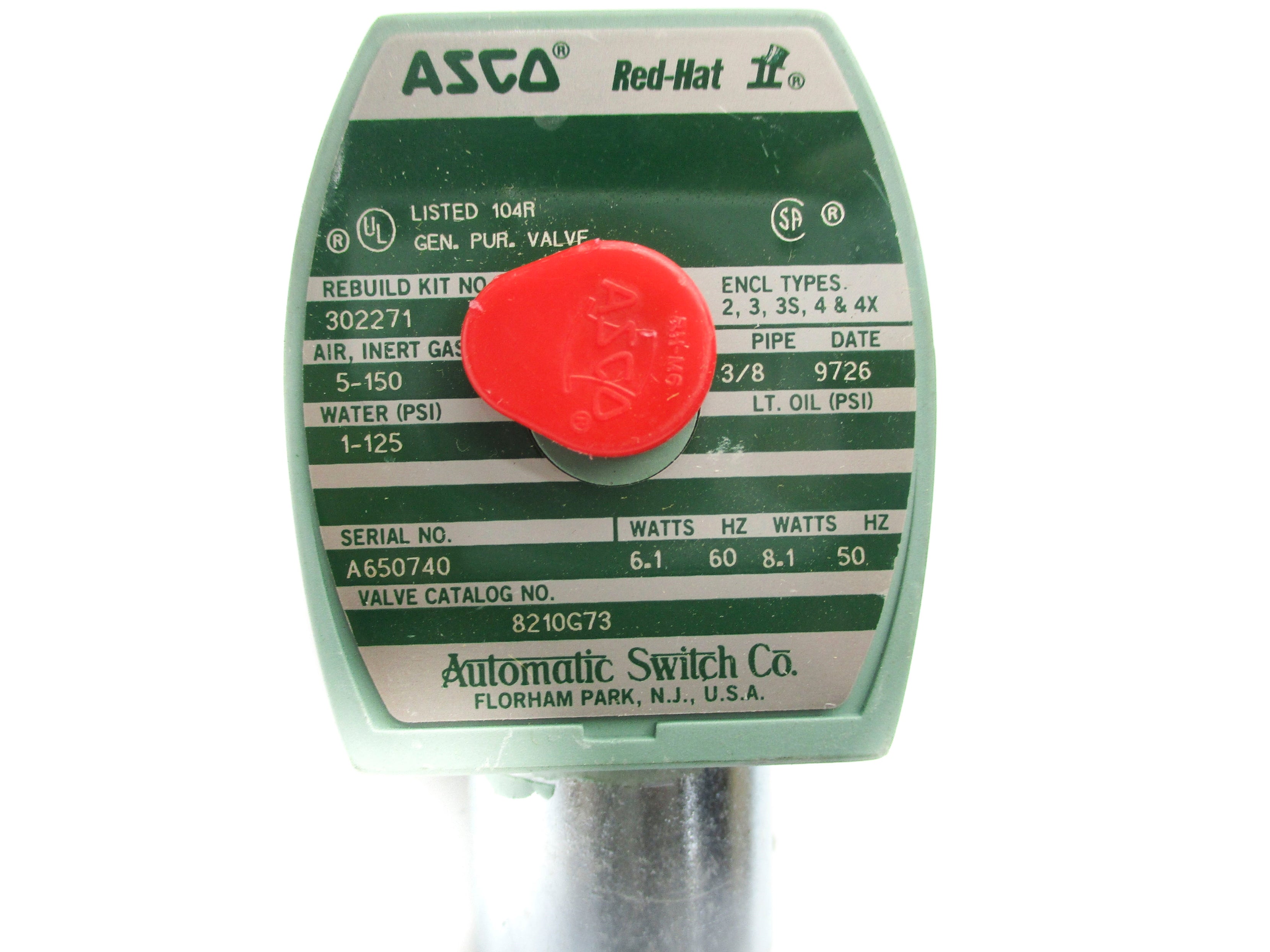 ASCO 8210G73 110/120V 5-150PSI 3/8" NSNP