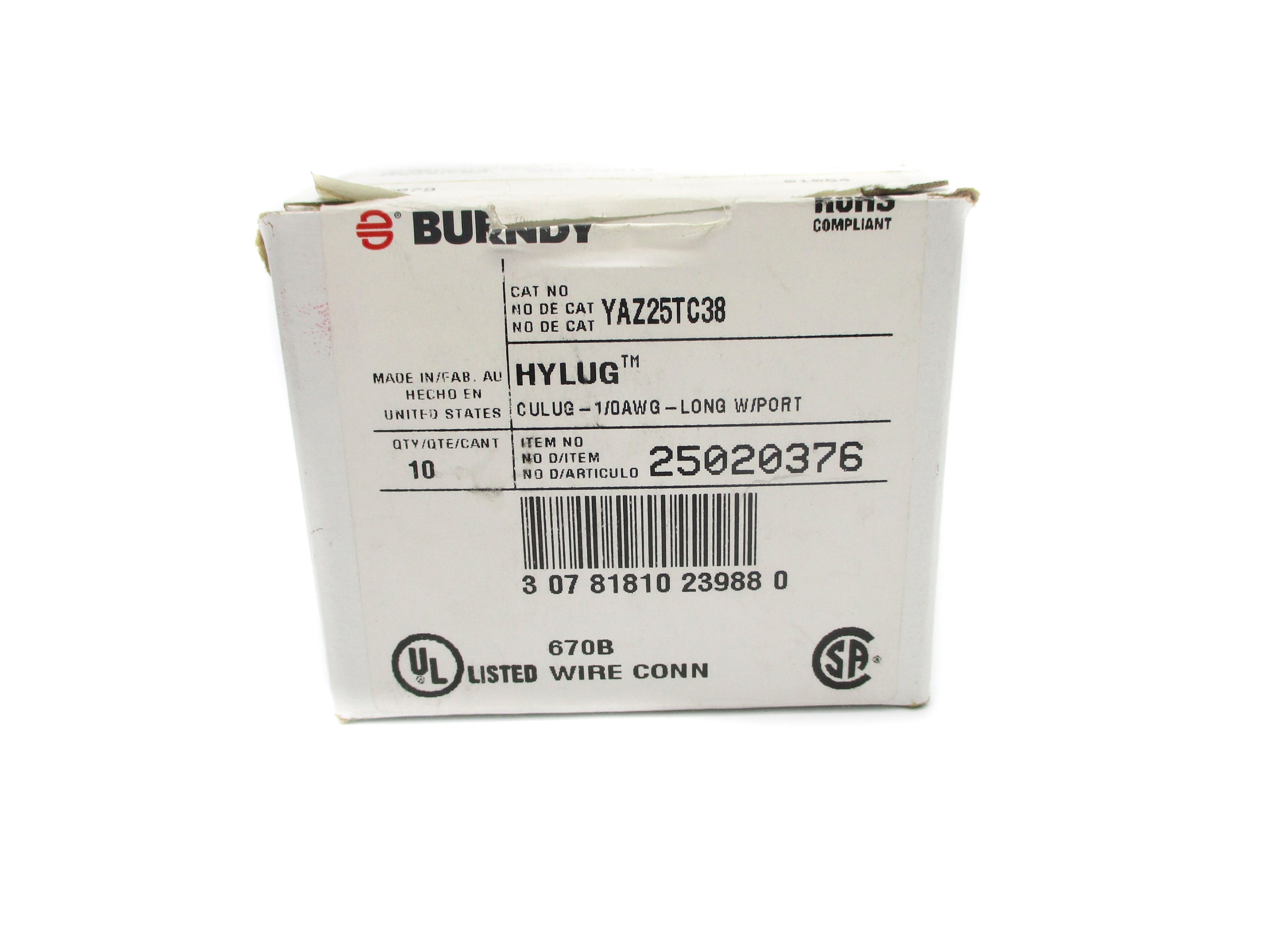 BURNDY YAZ25TC38 (PKG OF 10) NSMP