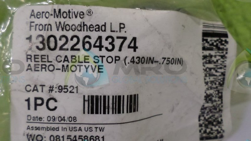 WOODHEAD INC. 1302264374 REEL CABLE STOP * NEW IN ORIGINAL PACKAGE *