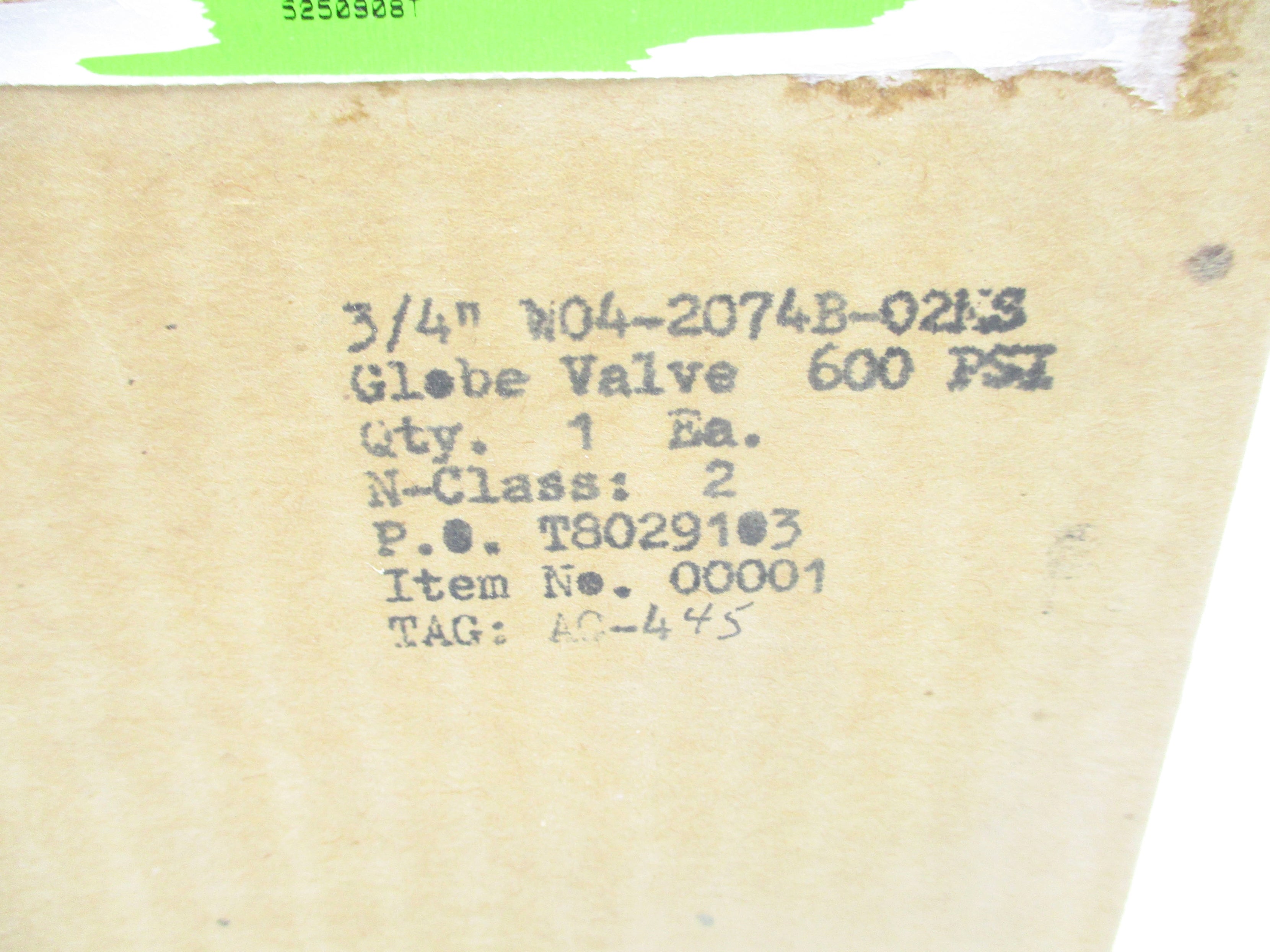VELAN W04-2074B-02MS 600PSI NSMP