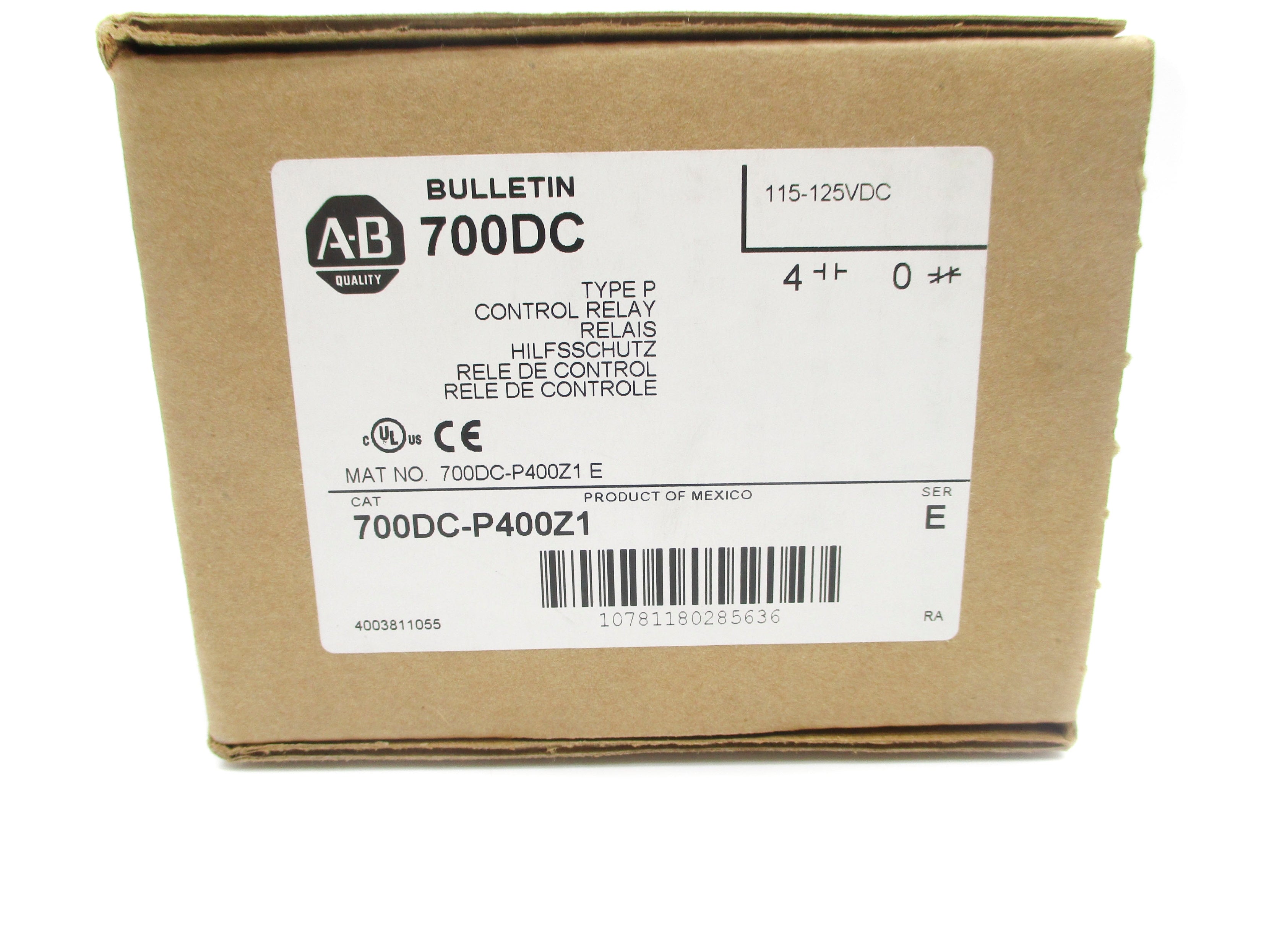 ALLEN BRADLEY 700DC-P400Z1 SER. E 115/125VDC (AS PICTURED) NSMP