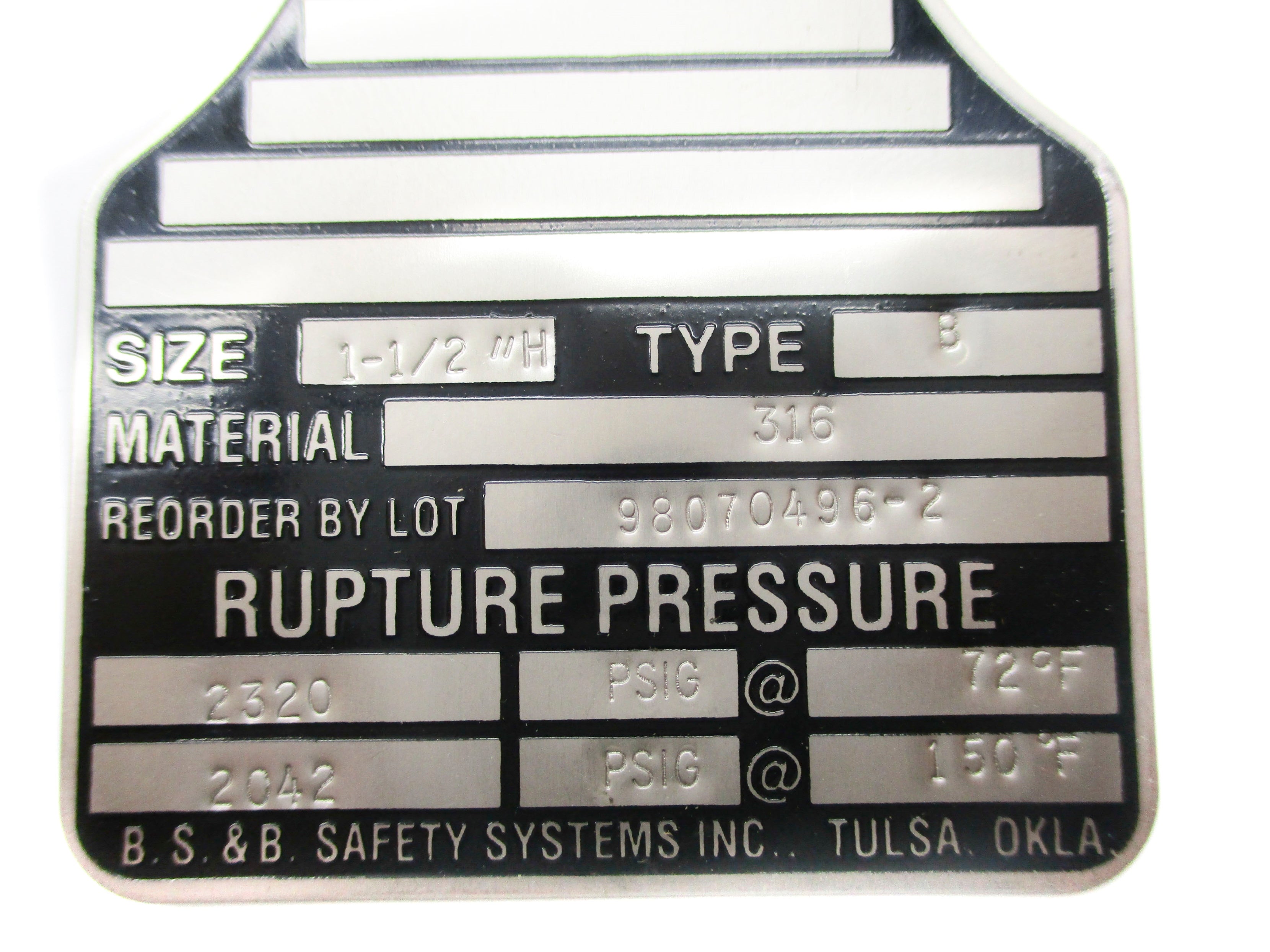 SAFETY SYSTEMS B-1-1/2 2042/2320PSIG NSNP