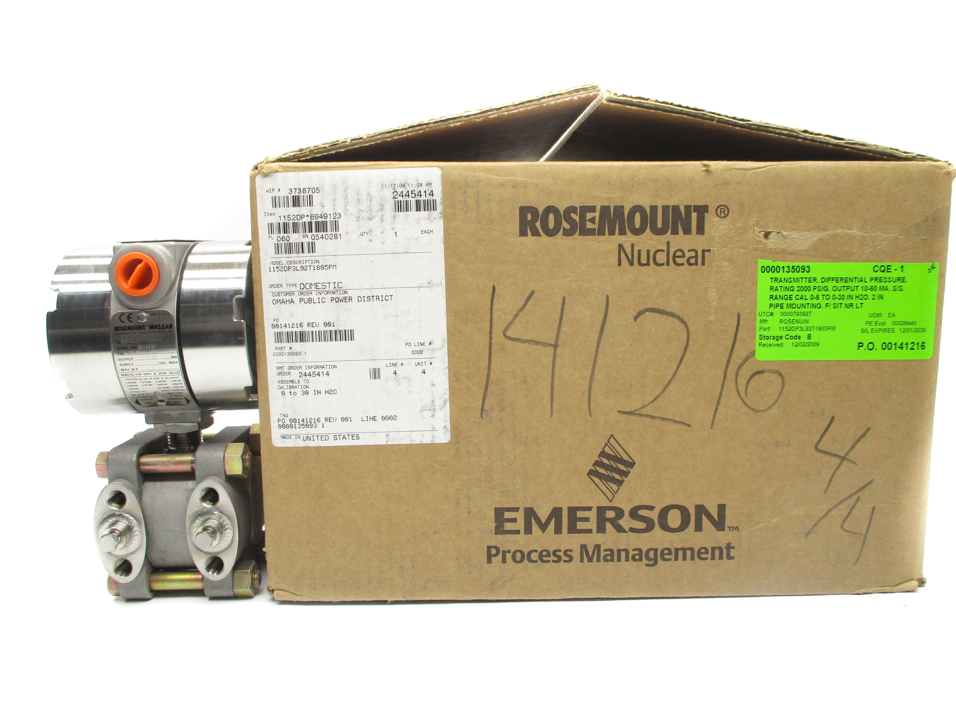 ROSEMOUNT 1152DP3L92T1805PM 2000PSI NSMP