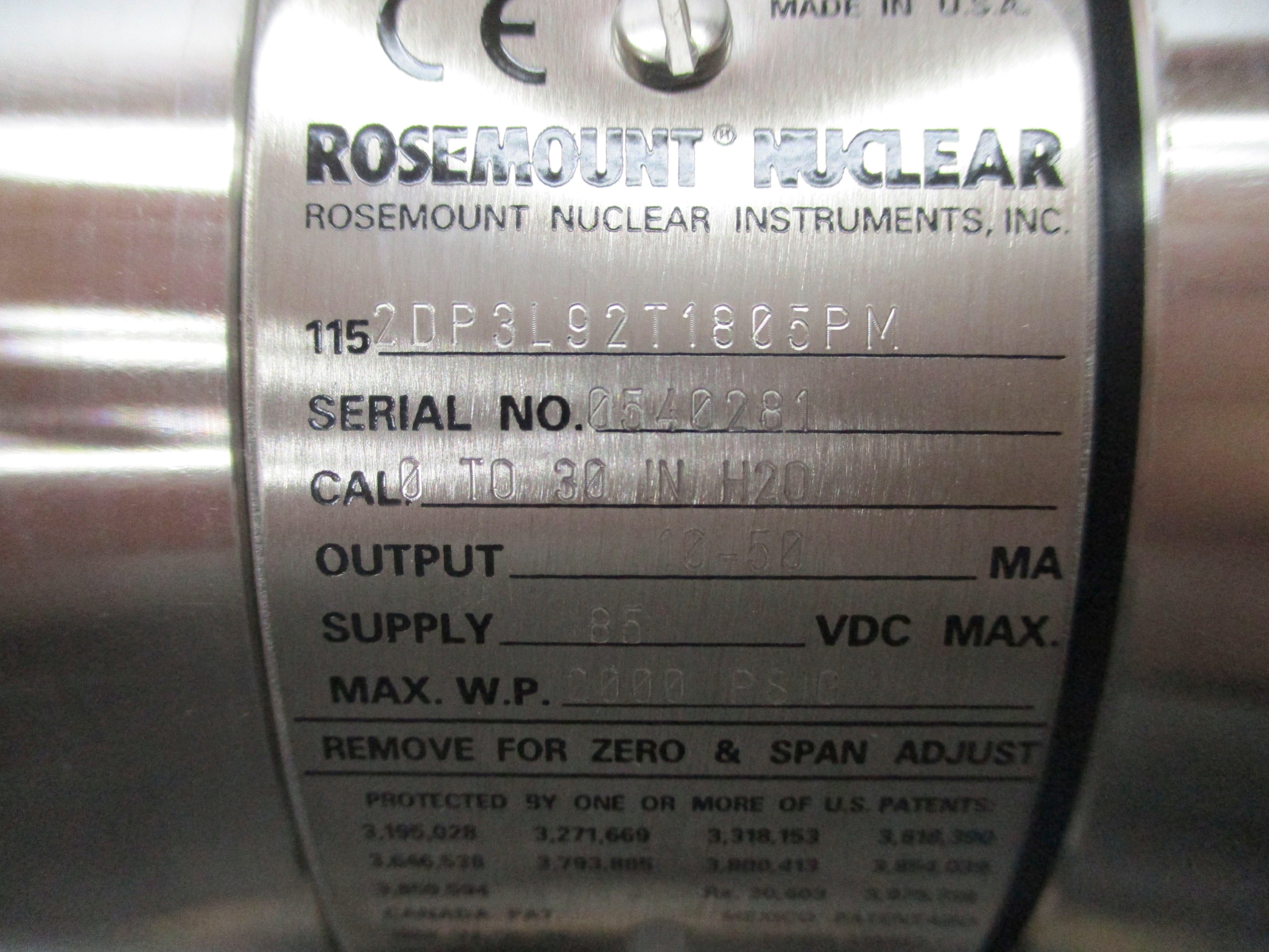 ROSEMOUNT 1152DP3L92T1805PM 2000PSI NSMP