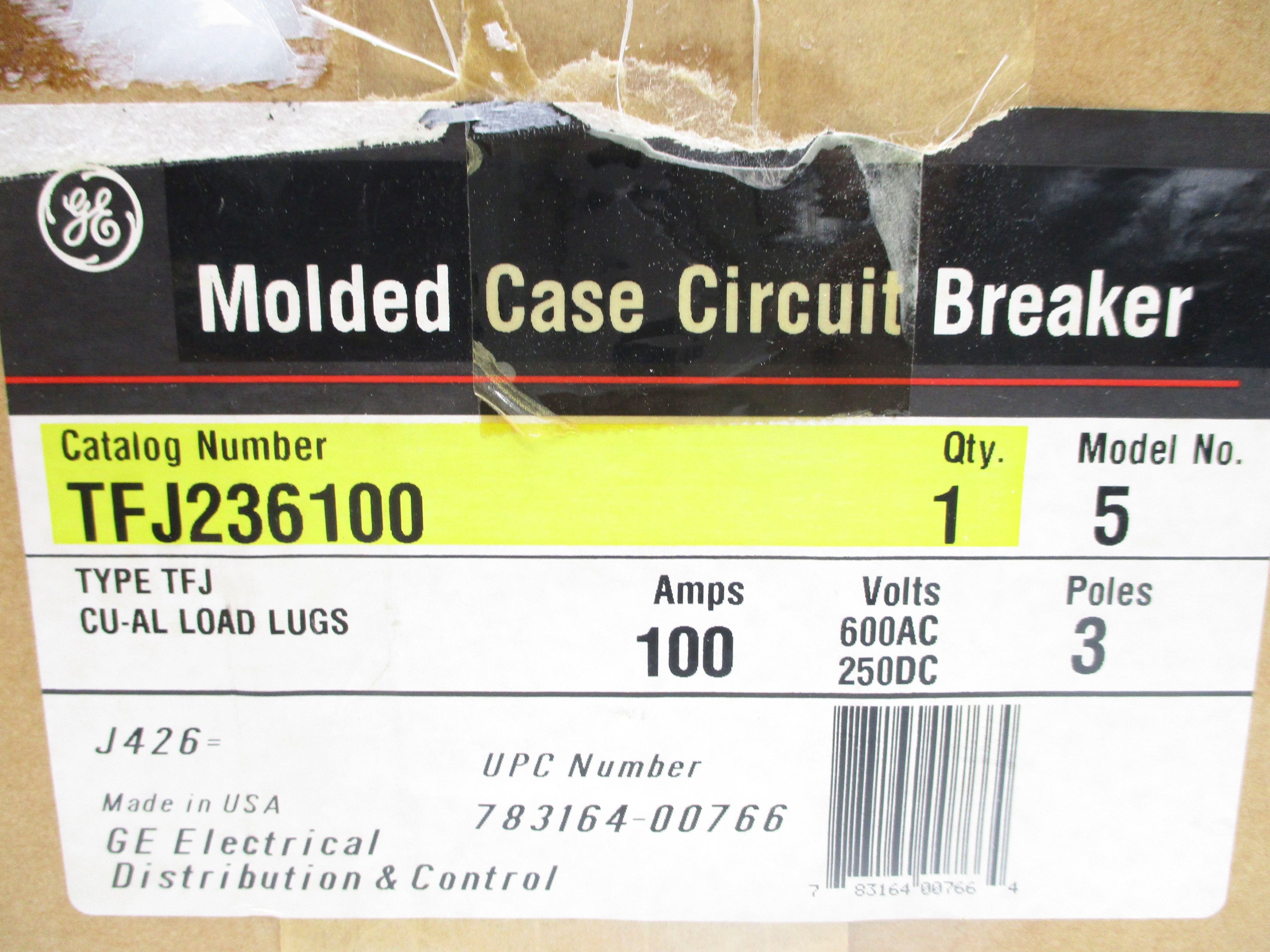 GENERAL ELECTRIC TFJ236100 100A 600VAC NSMP