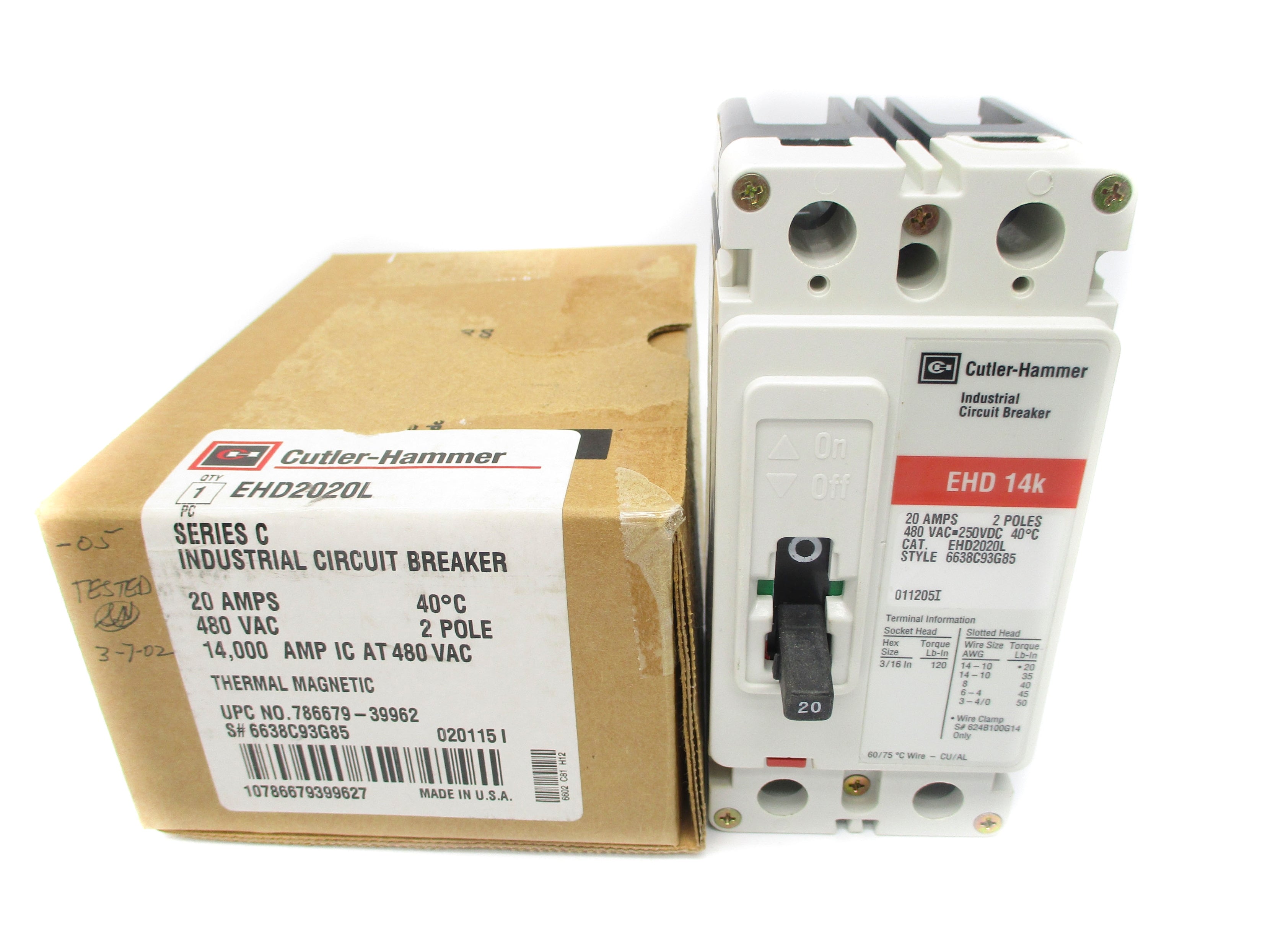 CUTLER HAMMER EHD2020L SER. C 20A 480VAC NSMP