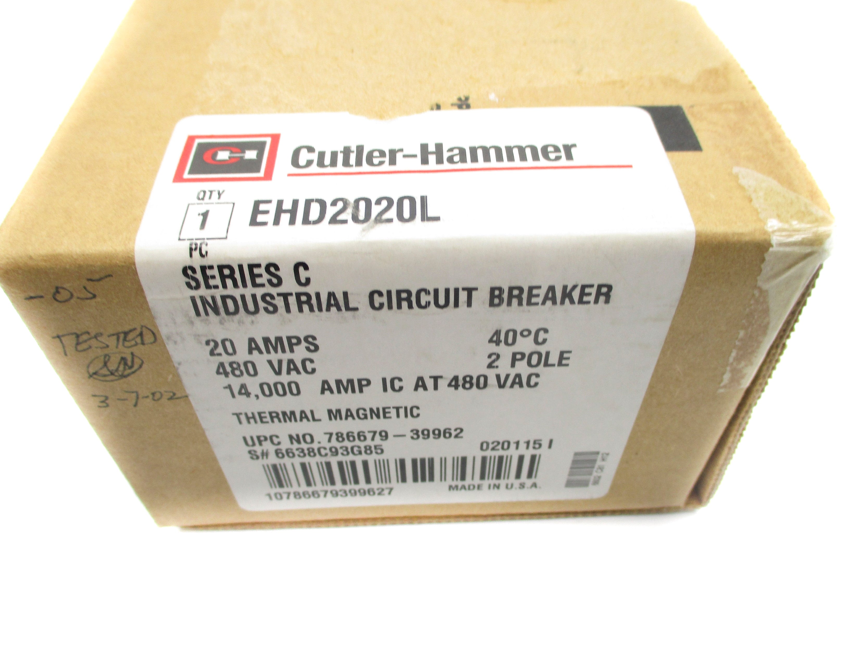 CUTLER HAMMER EHD2020L SER. C 20A 480VAC NSMP