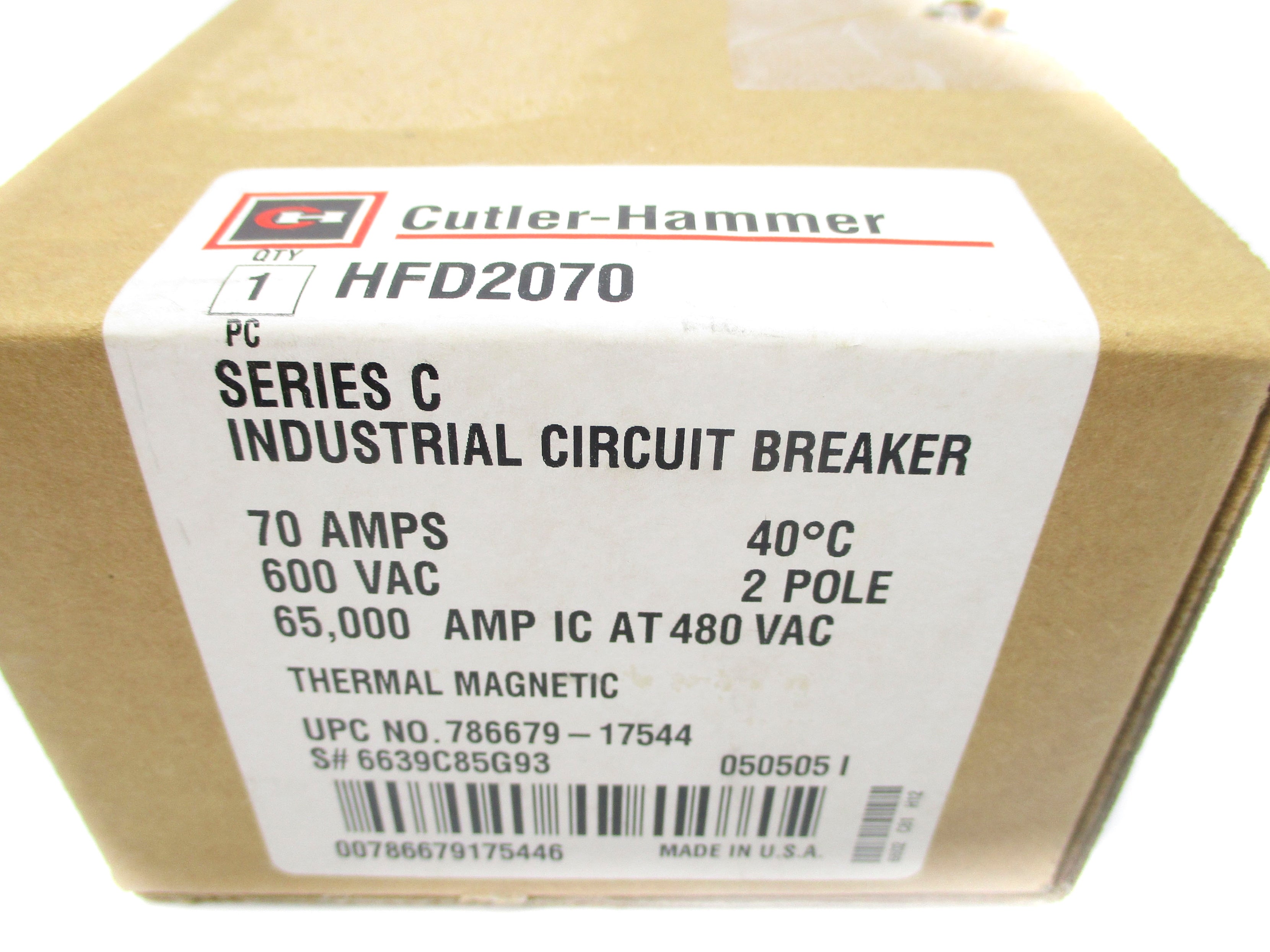 CUTLER HAMMER HFD2070 SER. C 70A 600VAC NSMP