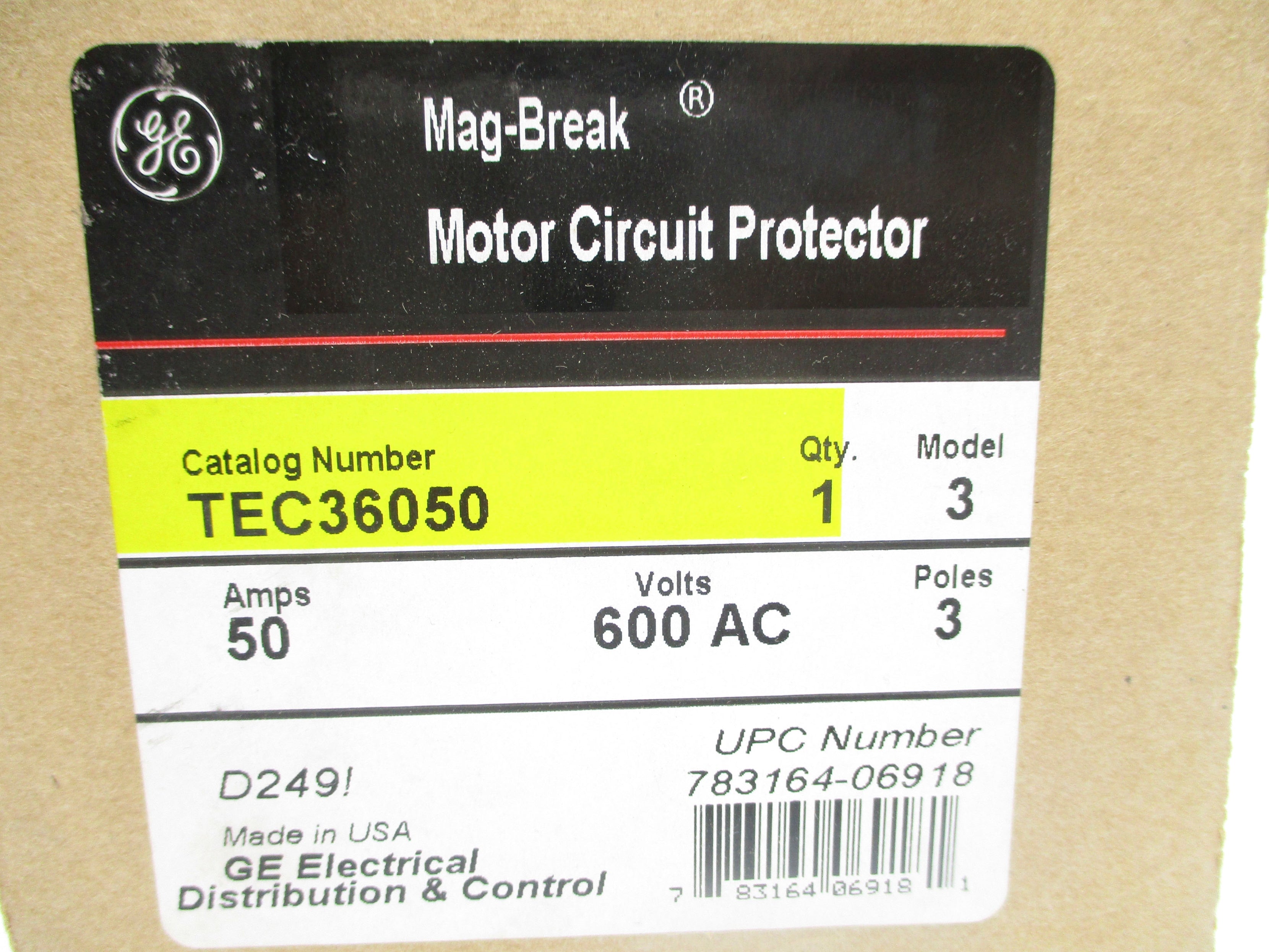 GENERAL ELECTRIC TEC36050 50A 600VAC NSMP