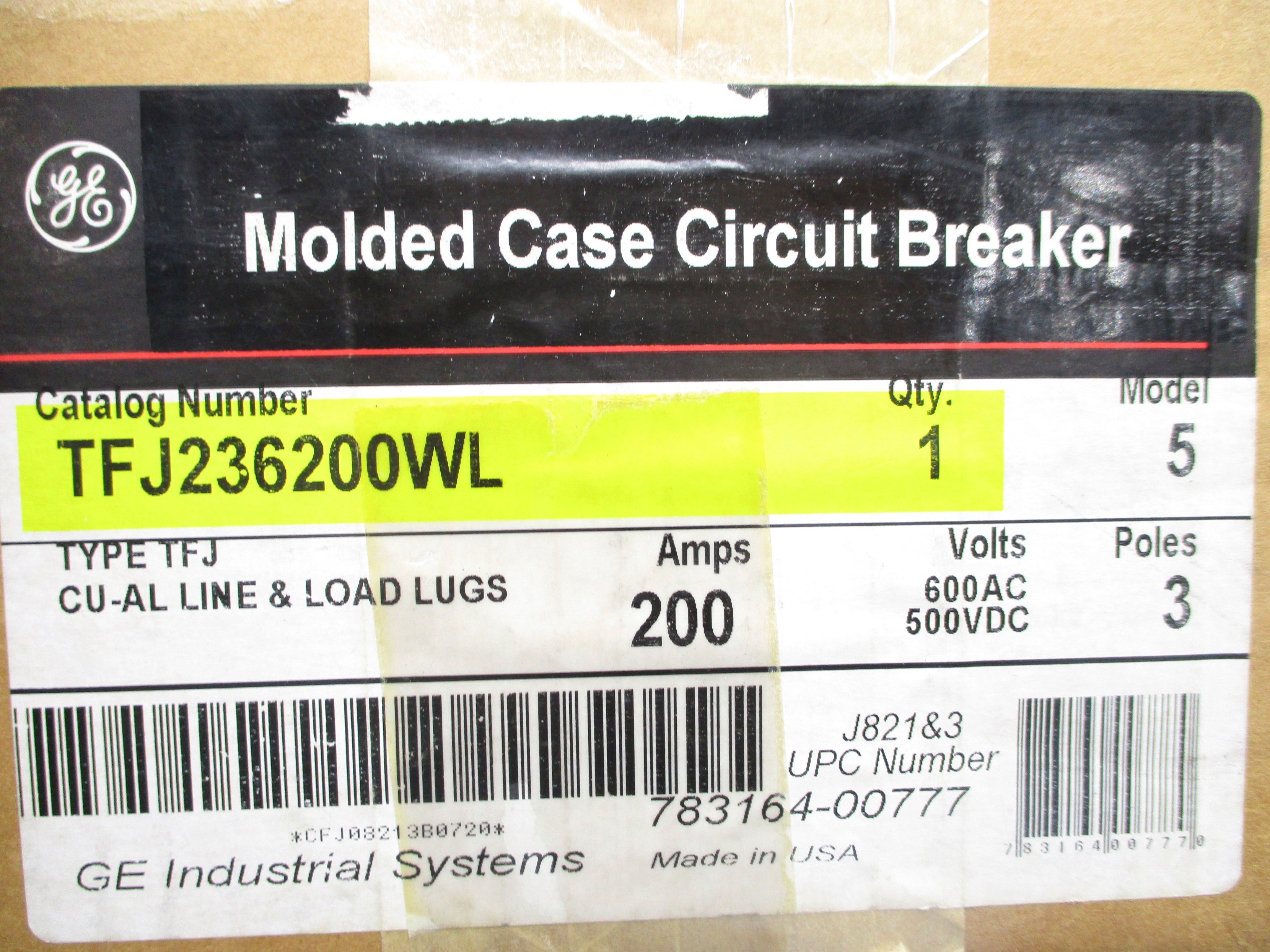 GENERAL ELECTRIC TFJ236200WL 200A 600VAC NSMP