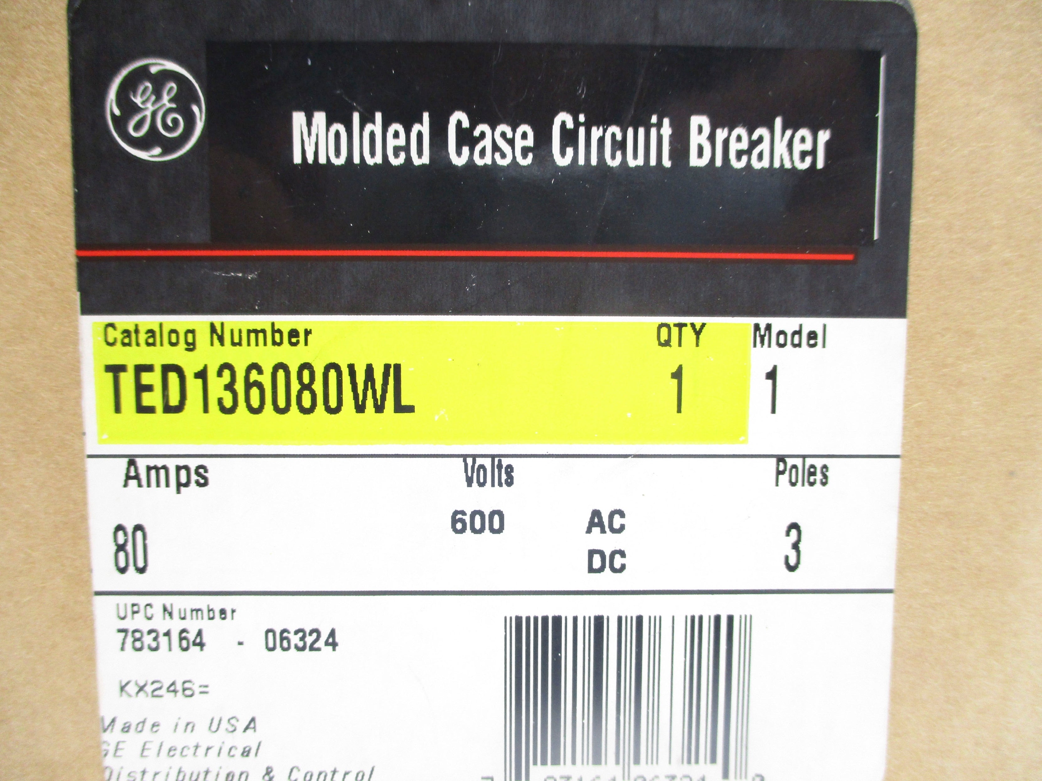 GENERAL ELECTRIC TED136080WL 80A (GREEN) NSMP