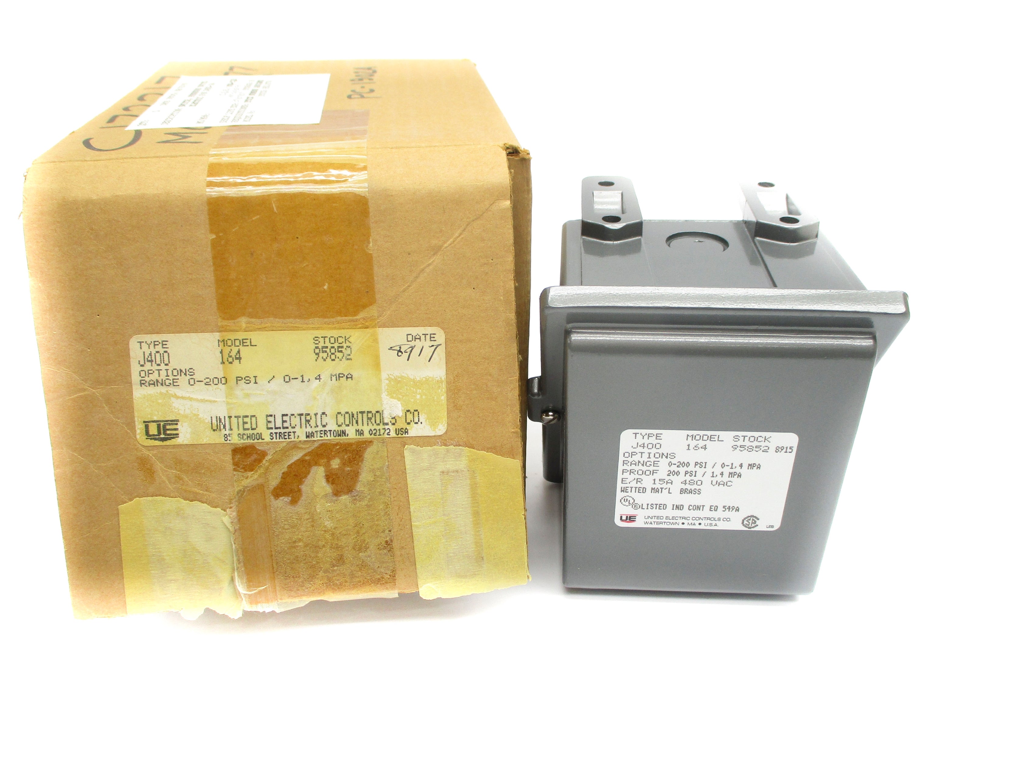 UNITED ELECTRIC J400164 480VAC 15A 0-200PSI NSMP