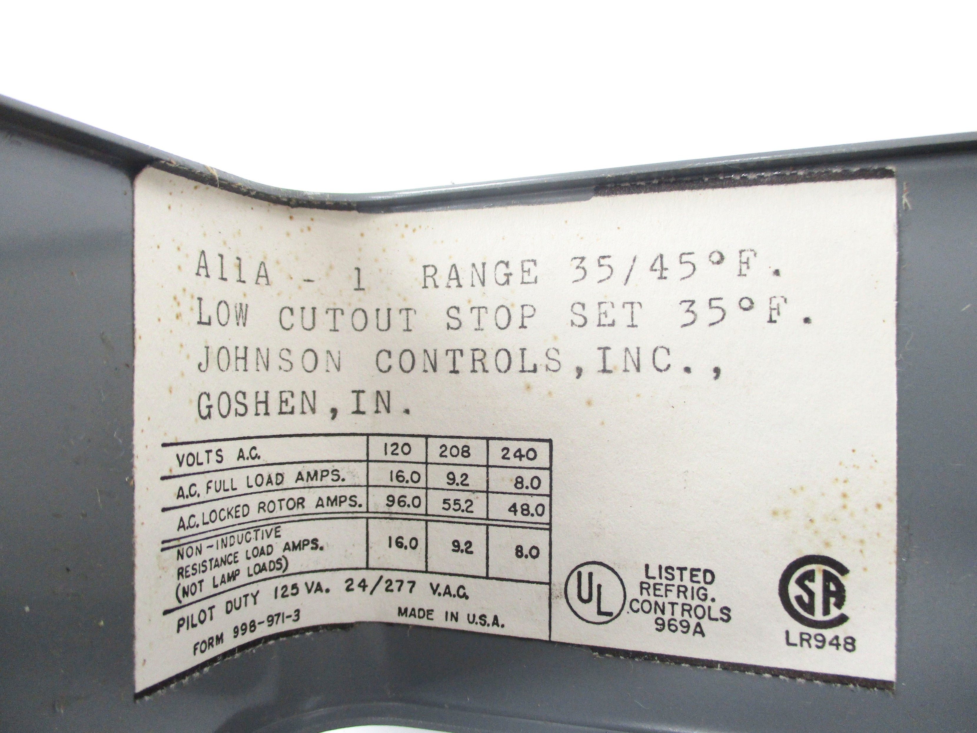 JOHNSON CONTROLS A11A-1 NSNP
