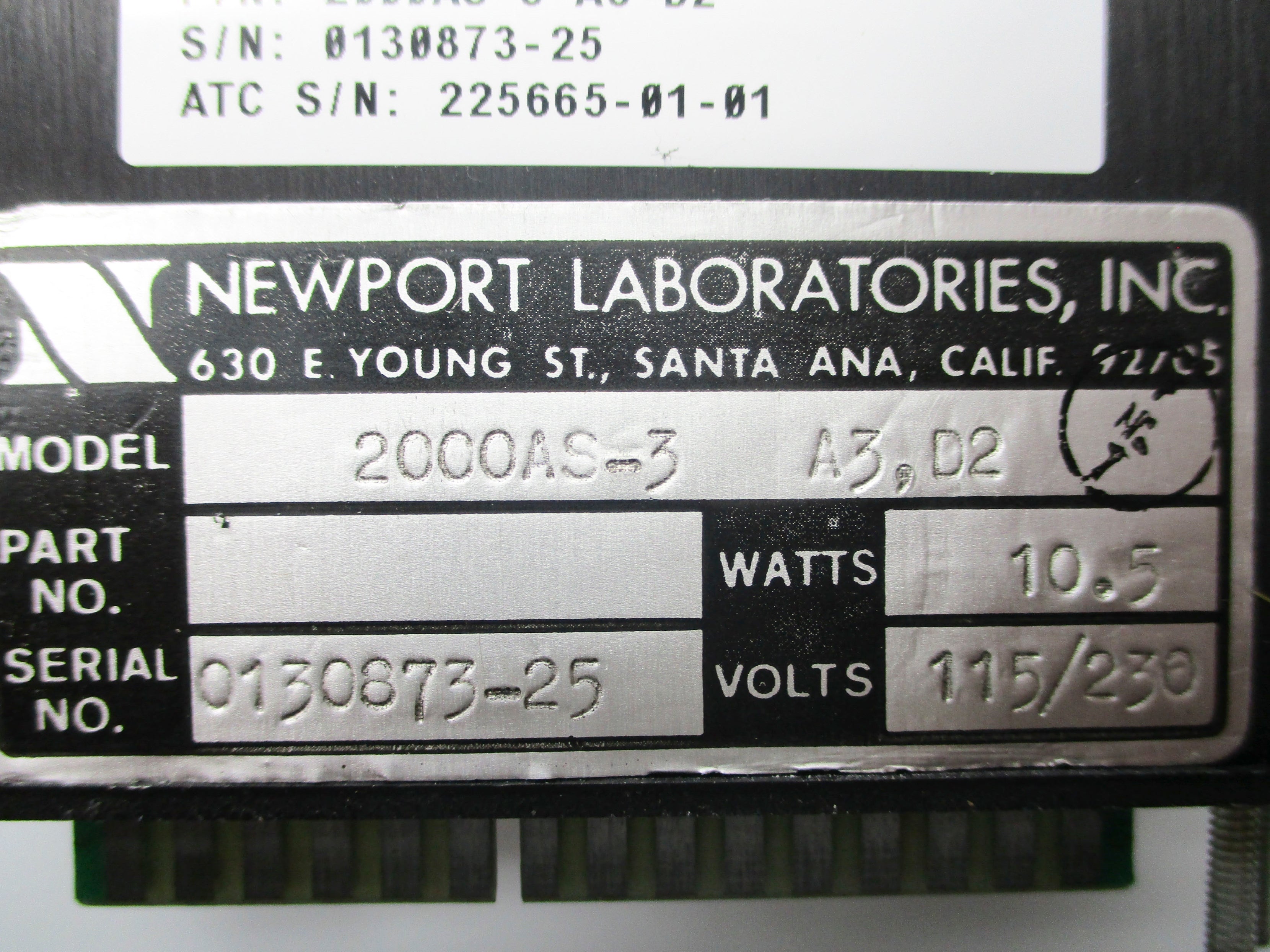 NEWPORT LABORATORIES 2000AS-3 UNMP