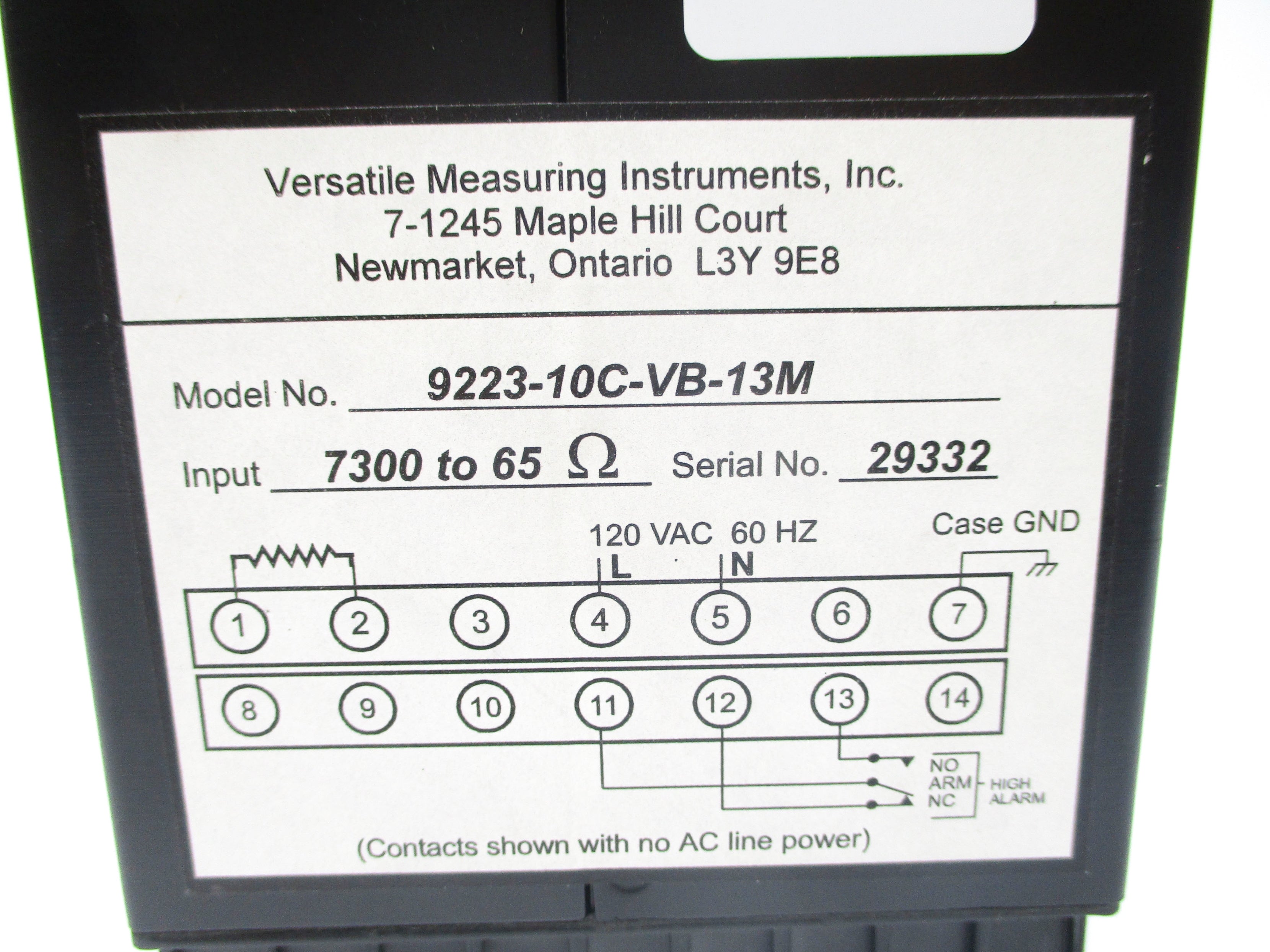 VERSATILE MEASURING INSTRUMENTS 9223-10C-VB-13M NSNP