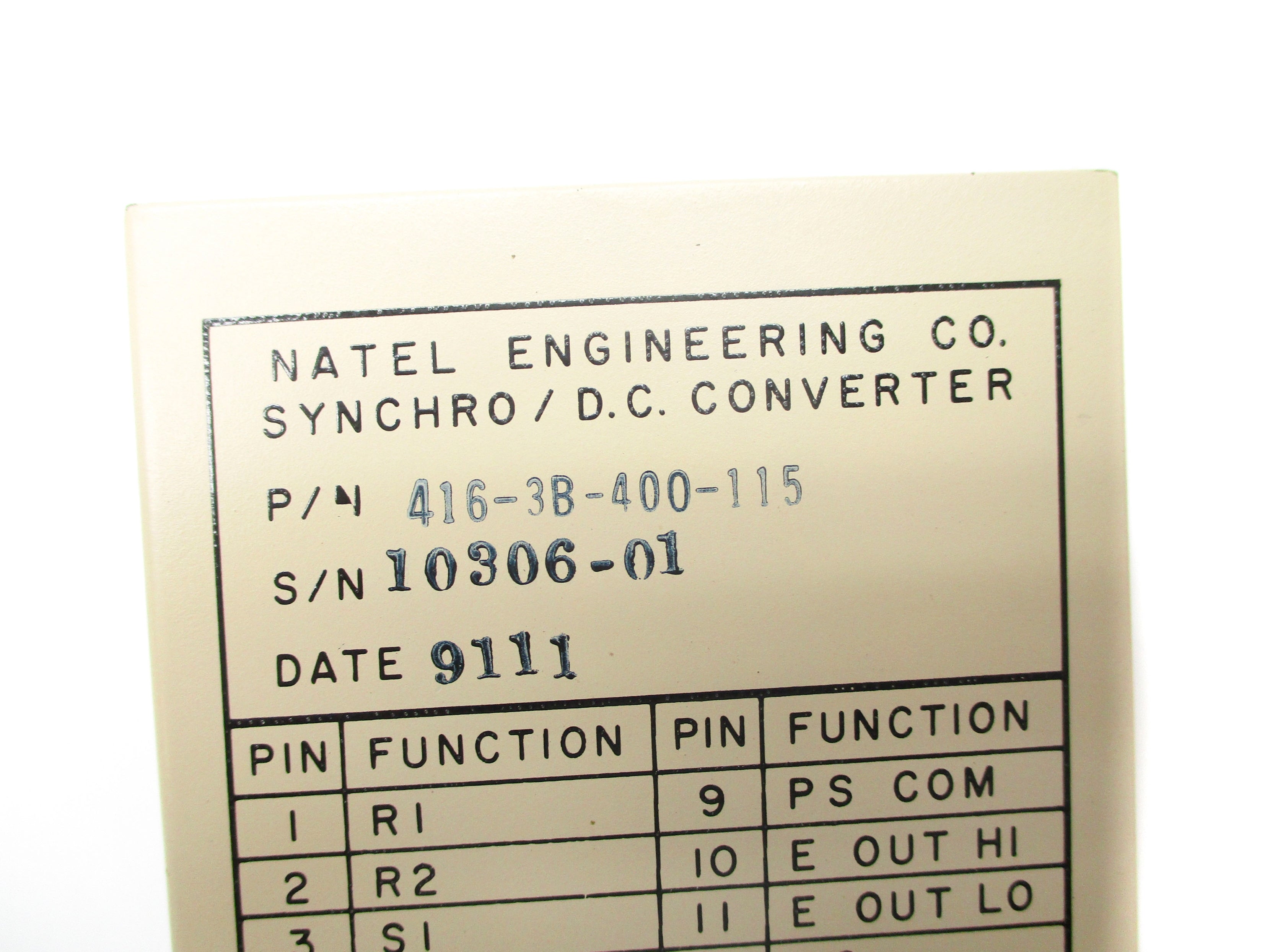 NATEL ENGINEERING 416-3B-400-115 NSNP