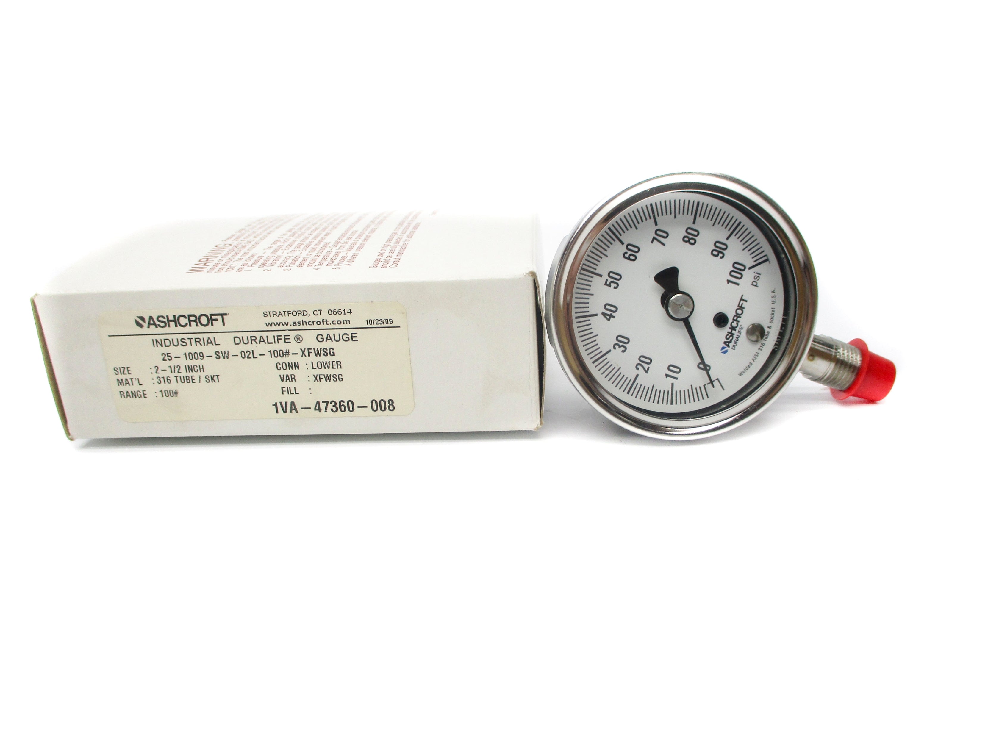ASHCROFT 25-1009-SW-02L-100#-XFWSG 0-100PSI NSMP